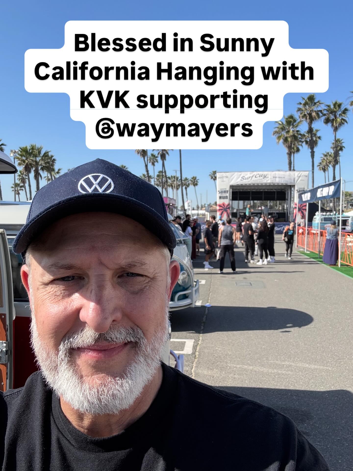 Hanging out with the Kowabunga Van Klan at the HB Surf City Marathon - thx Don Ramsey - all donations are benefiting Waymaker