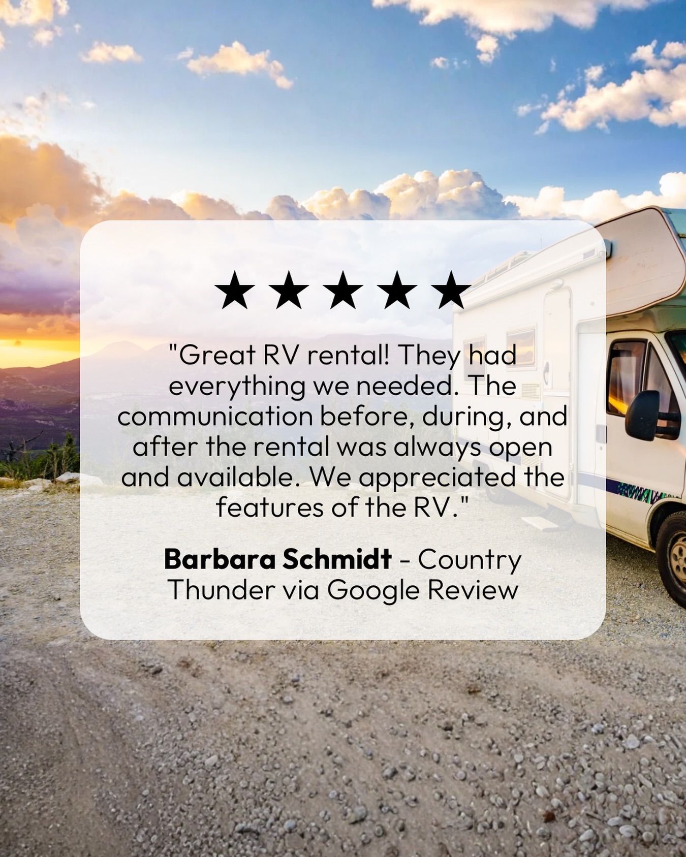 Nothing makes us happier than hearing trips went smoothly from start to finish. ⭐️
Clear communication, fully equipped RVs, and memories made on the road — that’s the goal every time.
