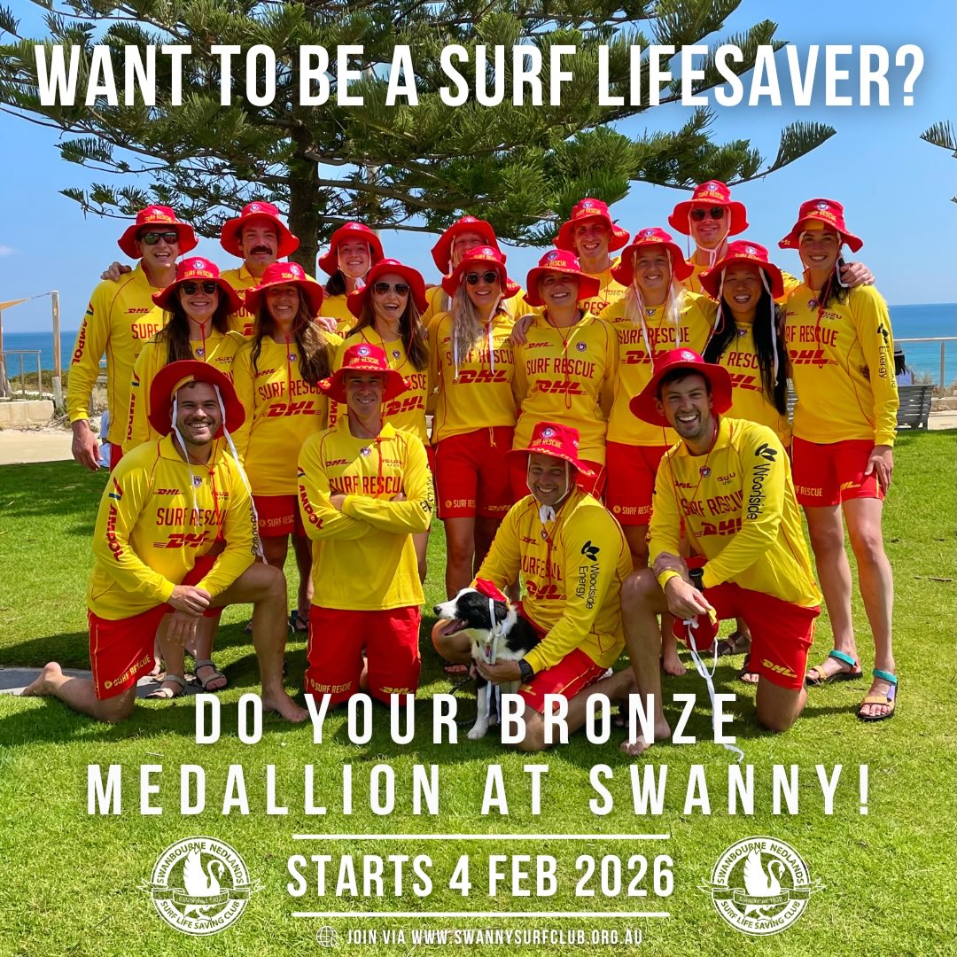 Swanny Bronze starts 4 February 2025 🙌
If you’ve ever thought about becoming a life saver, this is what you’ve been looking for. Tag or share with a friend who you think would make a great lifesaver. Start off the new year with a great way to get or stay fit, make new friends and develop lifesaving skills that help keep your local community safe.
Registrations are now open for our Bronze Medallion course. Check out the Bronze Medallion link in our bio for more information and how to join ⛱️
#swanny #bronze #snslsc #sIswa #swimbetweentheflags