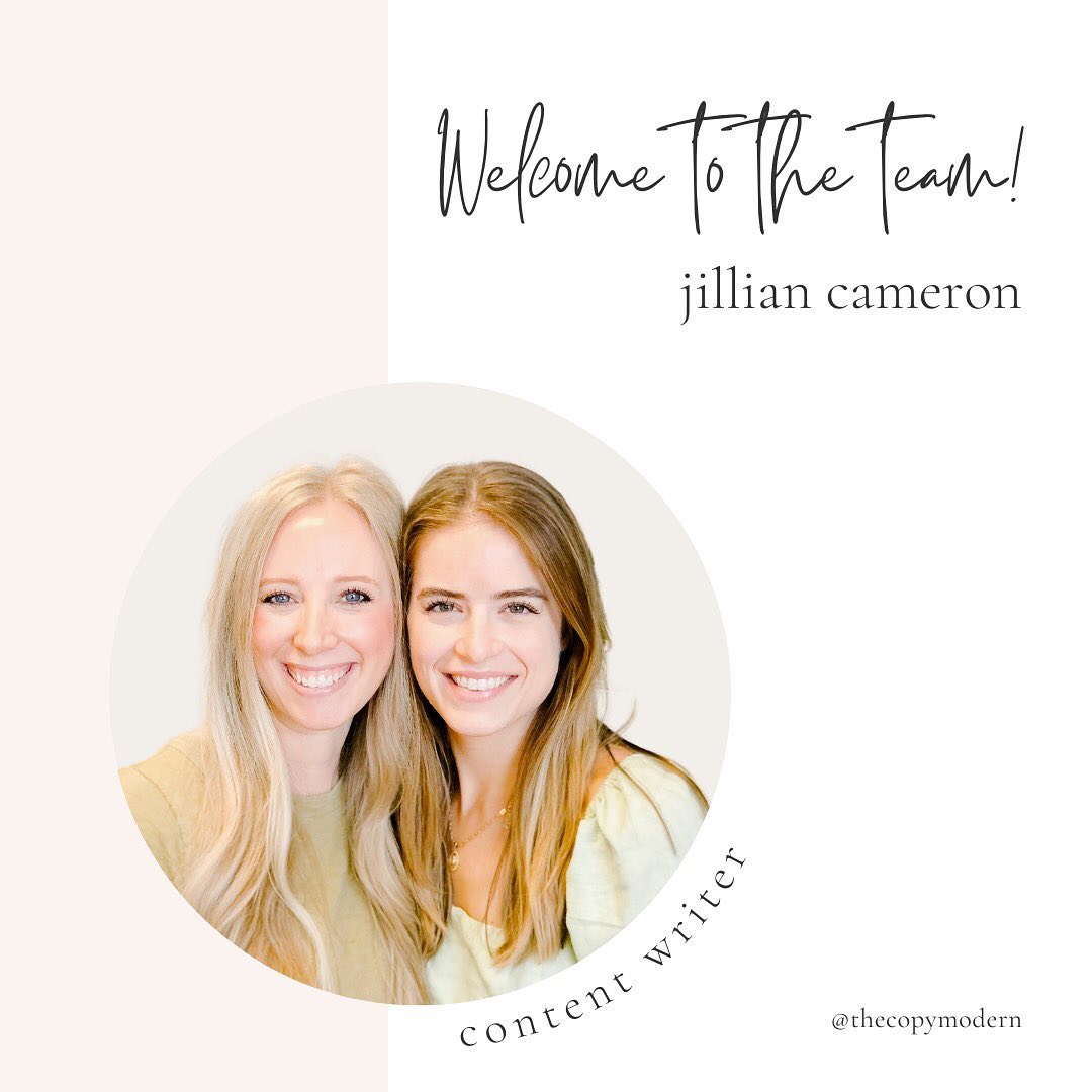 📢 BIG NEWS! The Copy Modern is growing! Welcome Jillian Cameron to the team🤗
Jillian is taking on the role of content writer. I (Kari) got a DREAM opportunity to work with @storybrand and @businessmadesimple as their full-time Marketing Copywriter. Our growing team is excited to keep working with our amazing clients on all their copy and content needs!💪🏻
#copywriter #copywriting #entrepreneur #entrepreneurship #sanantoniocopywriter #sanantoniosmallbusiness #salescopywriter #websitecopywriter #marketingtips #onlinemarketing #copywritingtips #copywriting101 #contentmarketing #contentmarketingtips #copywritingservice #digitalmarketingtips #marketinghelp #writingtips #smallbusinessmarketing #businessgoals #creativebusiness #smallbiztips #brandstorytelling #clearcopy #clearcopywriting #clearmarketing
