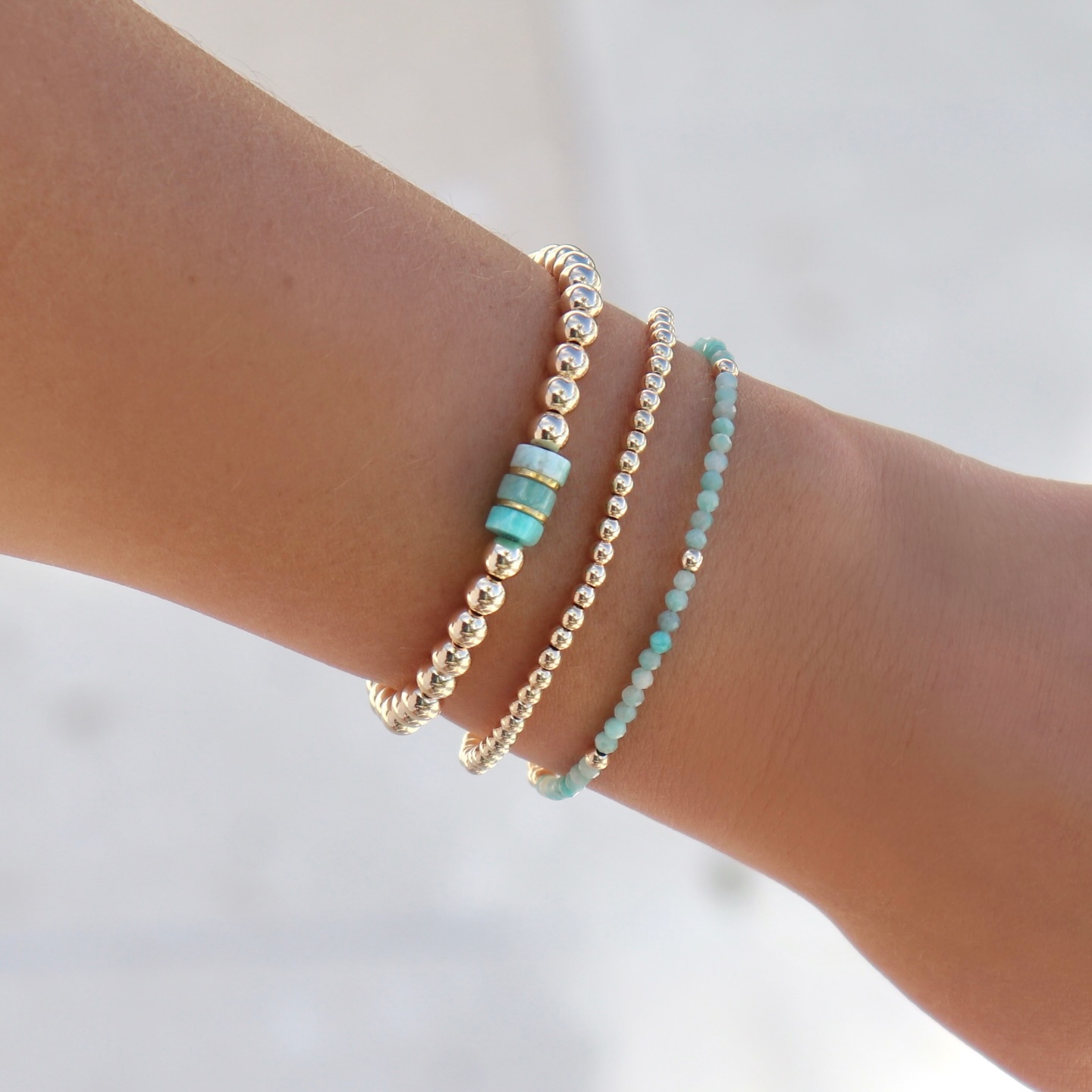 Three of our favorite things ✨
Gemini in amazonite + Jane in 3mm + Gemstone stacker in amazonite = the perfect shoreline-inspired stack!
These pieces feature 14k gold filled beads for waterproof, anti tarnish, carefree wear. Gym, shower, work, pool, weekend… made for everyday.
Order your personal piece at kayliedawn.com or stock your store with wholesale prices at faire.com/direct/kayliedawn
Woman-owned | Gold filled jewelry | Gemstone lovers