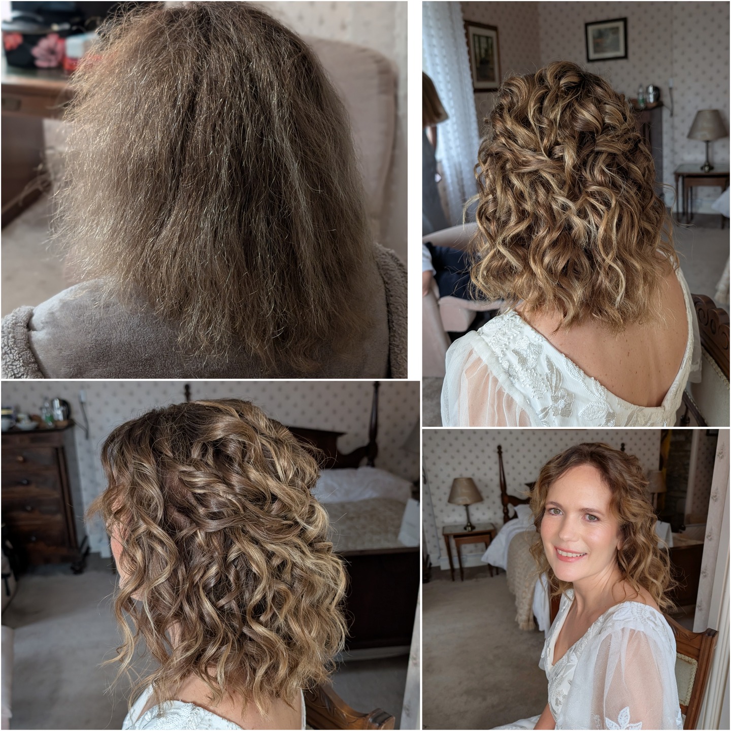 ✨ Holly ✨
It was such a pleasure meeting Holly and helping her get ready for her pre-Christmas wedding at the beautiful @treetopescape 🤍
Here is Holly’s hair before & after. Holly has naturally curly hair, but for the wedding day she decided not to wear her natural curl. We planned ahead, and she washed and dried her hair straight so I could re-curl it on the morning with a smoother, more controlled finish. Using different sized tongs, I created soft, natural curls with volume — keeping it true to Holly, just an elevated version of herself ✨
I styled her hair into an intricate half-up, half-down look which perfectly complemented her stunning boho dress. With no veil or hair accessories, the detail in the style really stood out 🤍
If you have curly or wavy hair, we can absolutely work with your natural texture — I’ve enhanced many brides’ natural curls, whether that’s tighter ringlets or softer, bigger curls. Or like Holly, if you prefer a smoother finish and happy for me to use hot tools, I always recommend washing and drying hair straight prior to my arrival, as time is limited on a wedding morning.
I also created Holly’s bridal makeup — a little sneak peek here so you can see the hair from the front too ✨
Such a lovely family, and once at Treetops their day was captured by @maria_broome_photography 📸
Thank you so much for having me, Holly 🤍
#treetops #treetopescape #bridalhair #curlybridalhair #bridalmakeup #weddinghair #halfuphalfdown #curlyweddinghair