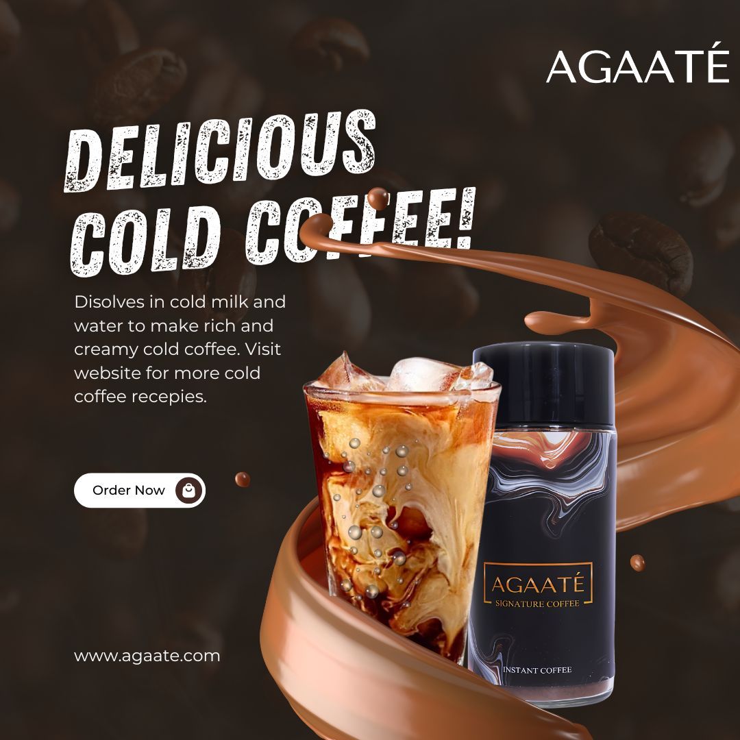 Delicious, rich, creamy cold coffee, ready in moments! Enjoy the tastiest brew with 100% Arabica coffee. AGAATE Coffee. #coffee #arabicacoffee #starbucks #barista #filtercoffee