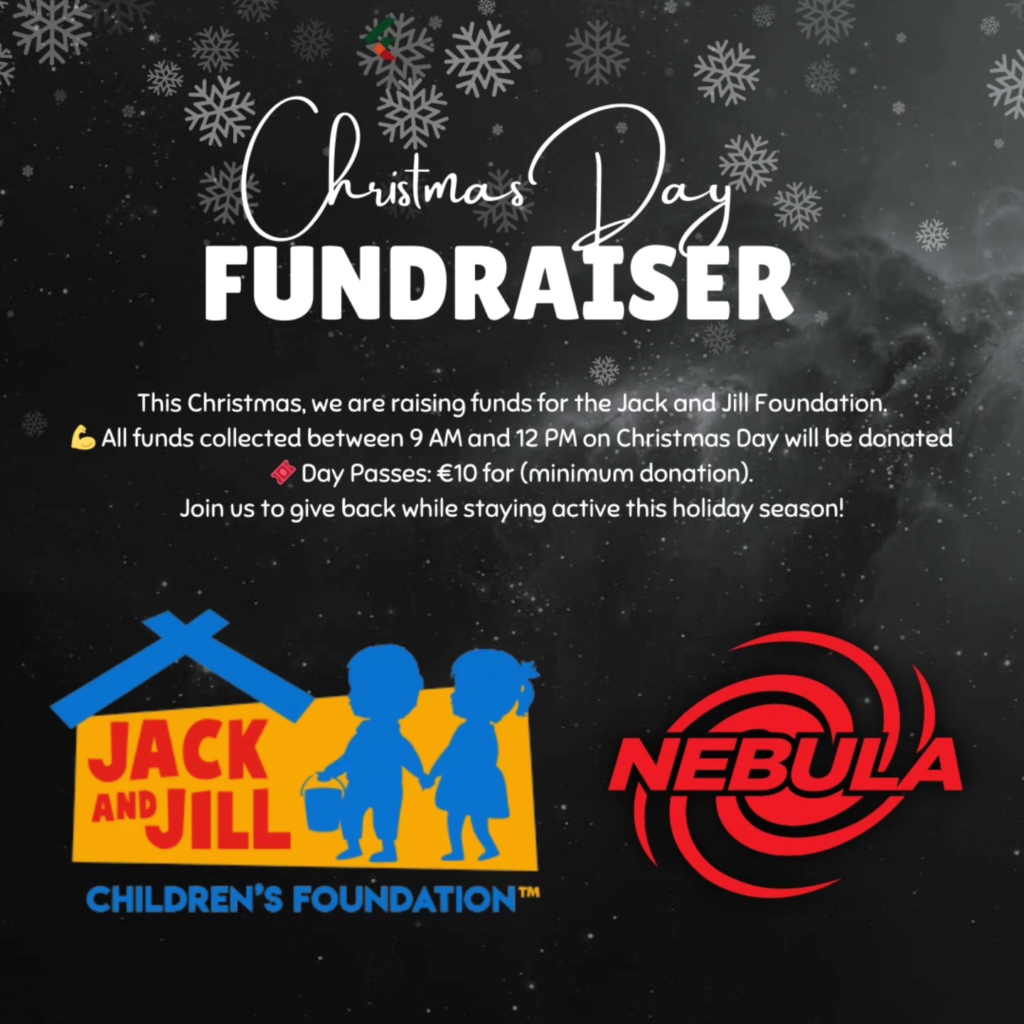 🎄 Join NEBULA Gym This Christmas for a Great Cause! 🎄
Christmas morning, we’re inviting you to do something meaningful while staying active. NEBULA Gym is hosting a Christmas Day Fundraiser for the incredible Jack and Jill Foundation, right here in Gorey.
Between 9 AM and 12 PM on Christmas Day, all funds collected in the gym will go directly to the Jack and Jill Foundation.
🎟️ Day Pass Pricing: €10
(These are the minimum donations—you’re welcome to give more if you’d like!)
About the Jack and Jill Foundation
The Jack and Jill Foundation provides in-home nursing care and respite support to children with severe or life-limiting conditions. Their work ensures families can care for their children at home, surrounded by love, while receiving essential support. Every donation helps them provide this “Gift of Time” to families in need.
This is a chance to come together as a community, support a great cause, and keep the festive spirit alive in the best way possible. Whether you’re a regular member or just visiting for the day, your participation will make a real difference.
Let’s combine fitness and kindness this Christmas morning and help make a positive impact for families in need. We can’t wait to see you there!
We'd appreciate if everyone could give this a share and get it out to as many people as possible ❤️