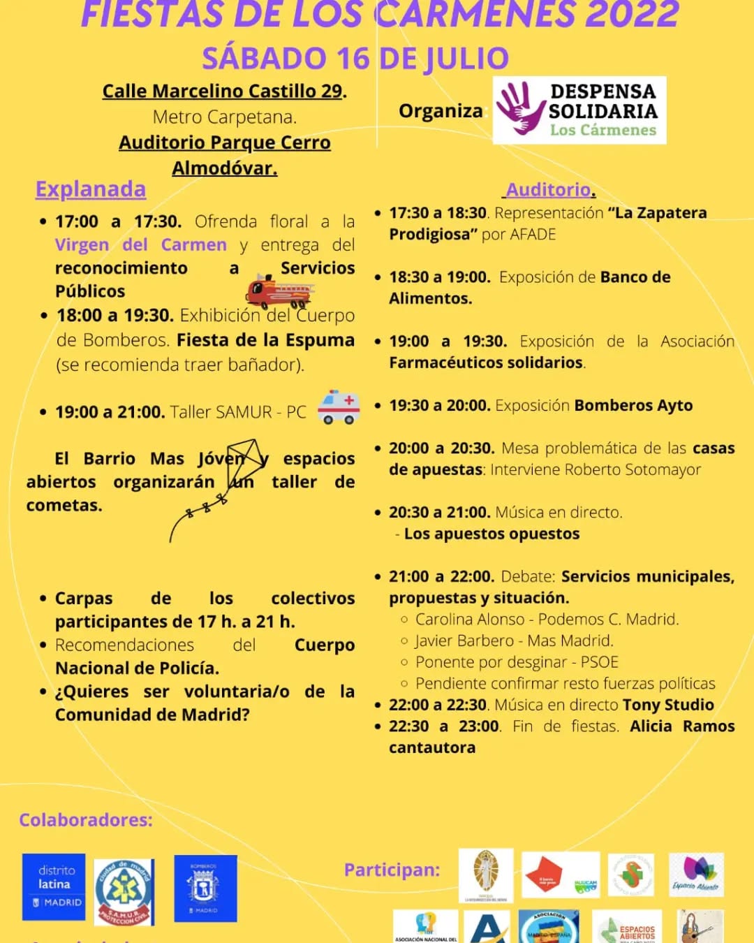 Fiestas de los Cármenes 2022.
—Ahí estaremos, con la exposición de nuestra asociación de 19:00 a 19:30.
#Farmaceuticos #solidaridad #ladespensa #loscarmenes #Madrid #fiestas #asociacion