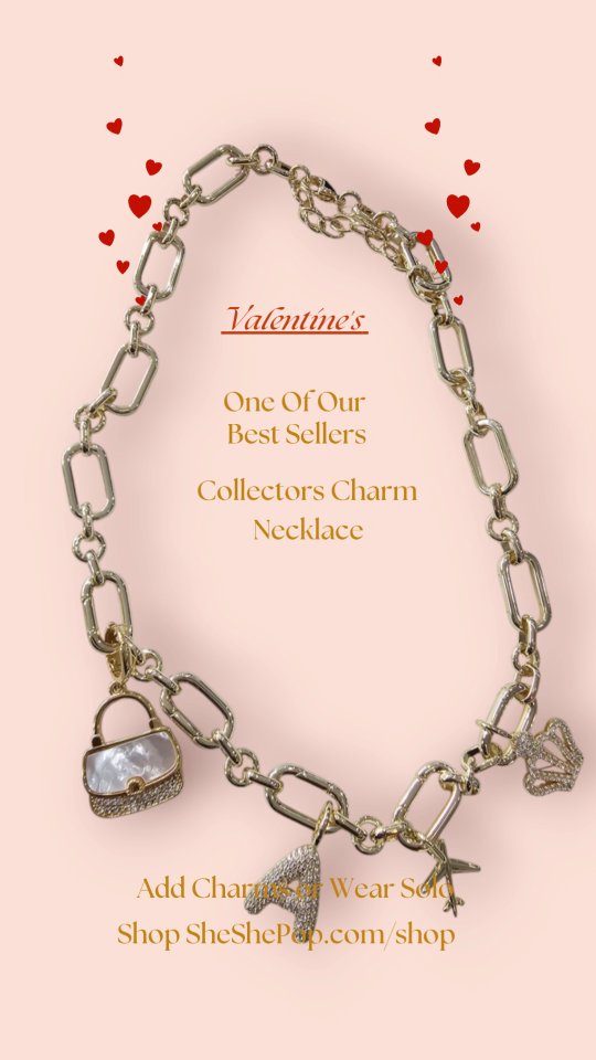 Elegant, Elevated, and Efforless is why The Collector Charm Necklace is one of our Best Sellers. 14K gold plated over silver.
That's why it in our Valentine's Gift Guide 💕
Wear this charm necklace with open links with your favorite charms from SheShePop.com or without charms layered with your favorite necklace stacks. Versitle and beautiful!
Charms are sold separately. Charm bundles available 🥰 at SheShePop.com/shop
#galentinesgiftsideas #valentinegiftsforher❤️ #valentinegiftguideforher #bestsellingnecklaces