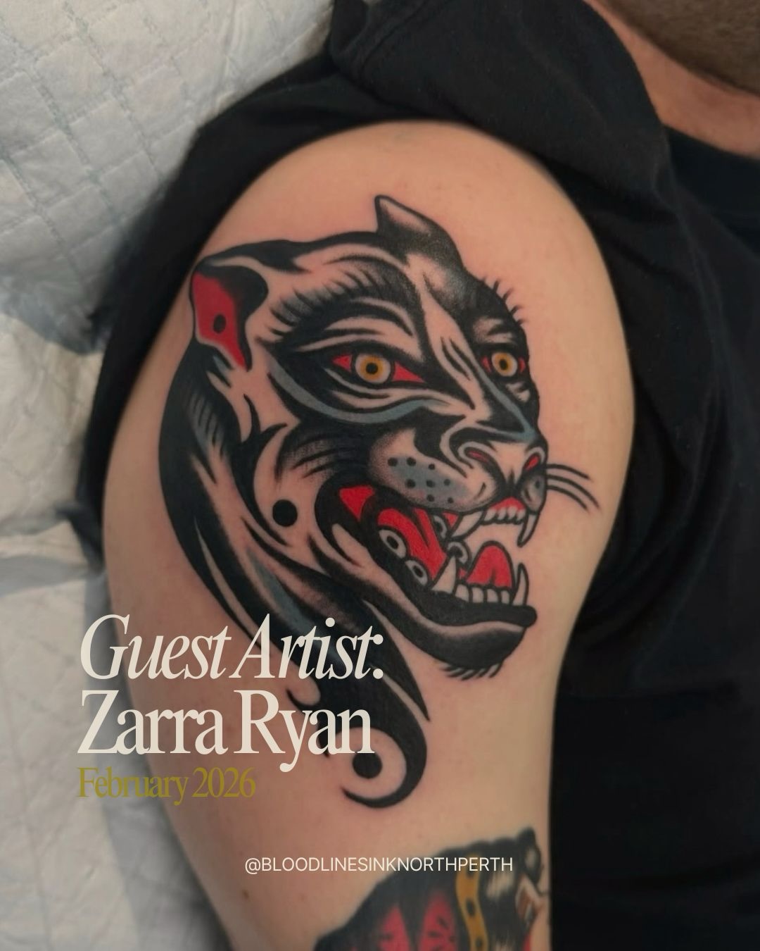 ✨ Guest Artist Alert ✨
We’re so keen to see Zara Ryan at Bloodlines later this month! She will be in the studio between Feb 25-27th. You know the drill, dm @zarra.ryan directly to book in!
.
.
.
.
.
.
.
.
.
.
.
.
#perthtattoo #guestartist #traditionaltattoo