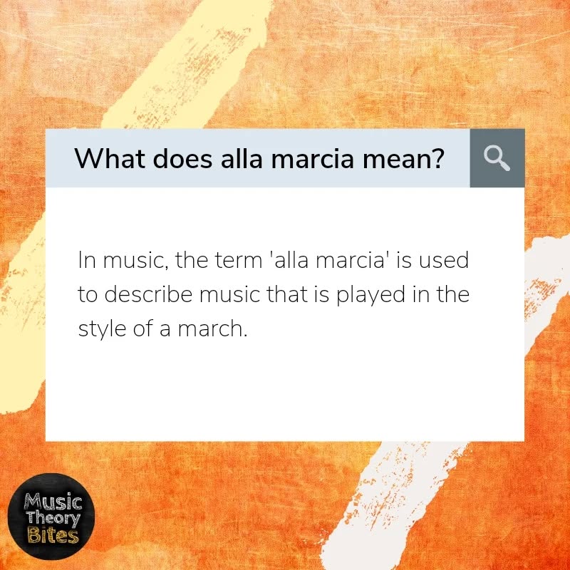 Today's #Bitesizefact is all about the Italian term 'alla marcia'.
#Learning #HomeLearning #Education #teach #musictheory #musiclesson #onlinemusictheory #learn #educate #musicfact #musicterm #allamarcia #musiceducationproviders #musicteachers #musicteacher #musicclasses #musiclessons #online #letthelearningbegin #musictheorybites #dontstopthemusic #makingmusic #learnmusic
