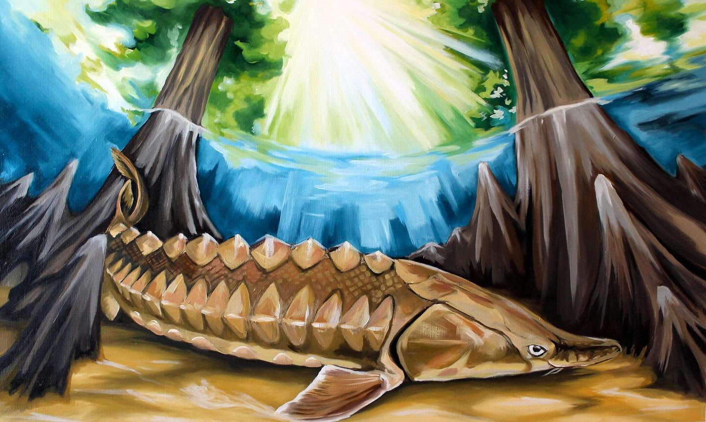 Our latest film, ‘Gentle Giant’, is now available on the U.S. Fish and Wildlife Service YouTube channel! Link in our bio.
Unravel the mystery of the Gulf Sturgeon, often regarded as a living dinosaur but misunderstood because of their large size and secretive nature.
Jennifer Brown, Director & Producer, says, ‘Our film lures everyone in, not just fish enthusiasts, but lovers of Florida’s fascinating wildlife. We hope this never-before-told story about the nature and culture of the Gulf Sturgeon inspires greater respect for sturgeon worldwide.’
Filming an elusive animal inhabiting the vast ecosystem from Florida’s Suwannee, Apalachicola, and Choctawhatchee Rivers to the Gulf of Mexico was challenging. Like all of our films depicting conservation successes, we created this partnership story by collaborating with wonderful people who care about nature in Florida.
Special thanks to @otthouseaudio @sayostudioscience @usgs @usfws @woodsburner @uflorida @universityofga
Caption: Oil painting by artist Chloe St. Aubin featured in Gentle Giant.