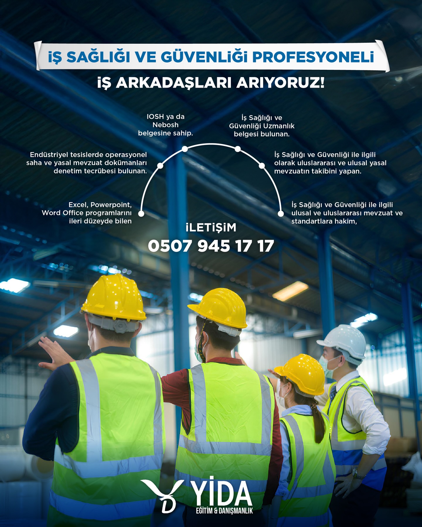 Şirketimize görevlendirilmek üzere yasal mevzuata hakim aşağıda ki niteliklere sahip “İş Sağlığı ve Güvenliği Profesyoneli” çalışma arkadaşı aramaktayız.
Genel Nitelikler:
📌İş Sağlığı ve Güvenliği Uzmanlık belgesi bulunan,
📌Alanında en az 5 yıl tecrübeli,
📌Seyahat engeli bulunmayan,
📌Aktif araç kullanabilen,
📌Endüstriyel tesislerde operasyonel saha ve yasal mevzuat dokümanları denetim tecrübesi bulunan,
📌İş Sağlığı ve Güvenliği ile ilgili olarak uluslararası ve ulusal yasal mevzuatın takibini yapan,
📌Excel, PowerPoint, Word Office programlarını ileri düzeyde bilen,
📌IOSH ya da Nebosh belgesi olan,
📌Tercihen endüstriyel tesis sektöründe iş tecrübesi bulunan,
📌İş Sağlığı ve Güvenliği ile ilgili ulusal ve uluslararası mevzuat ve standartlara hakim,
📌İletişim ve problem çözme becerisi yüksek, diksiyonu düzgün,
📌MS Office programlarına hakim,
📌Sorumluluk sahibi, disiplinli ve sistemli çalışan,
📌Takım çalışmasına yatkın,
📌Erkek adaylar için askerlik görevini tamamlamış olan,
📞Başvuru ve detaylı bilgi için: 0507 945 17 17
#işgüvenliğiuzmanı #işilanı #işbaşvurusu #işgüvenligi