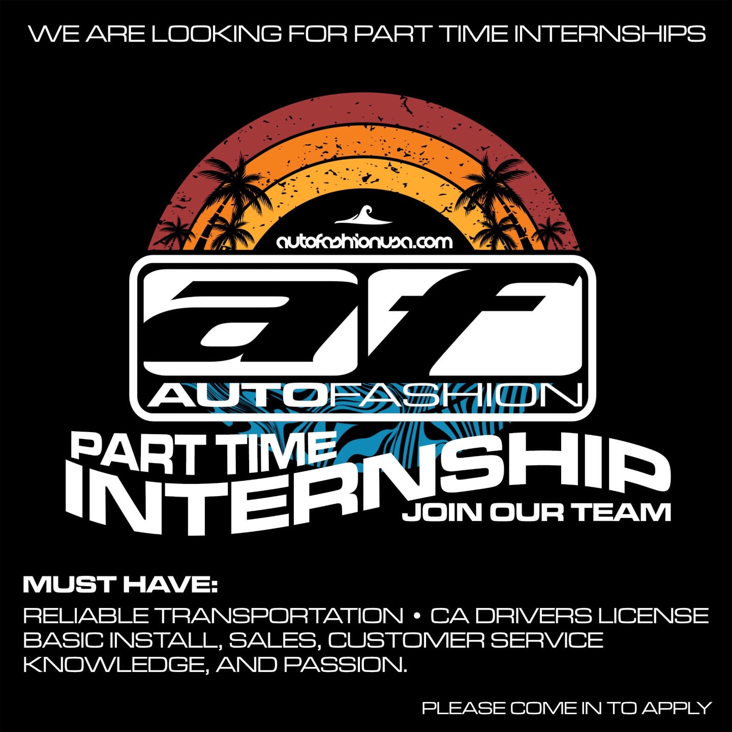 We are looking for some part time workers for internships that may lead to something full time. If you always wanted to work at a shop or be part of the aftermarket car parts industry come on it to apply. If you applied before and are still interested come on by and let’s go over it. Thanks for supporting the shop as always 🤙🏽