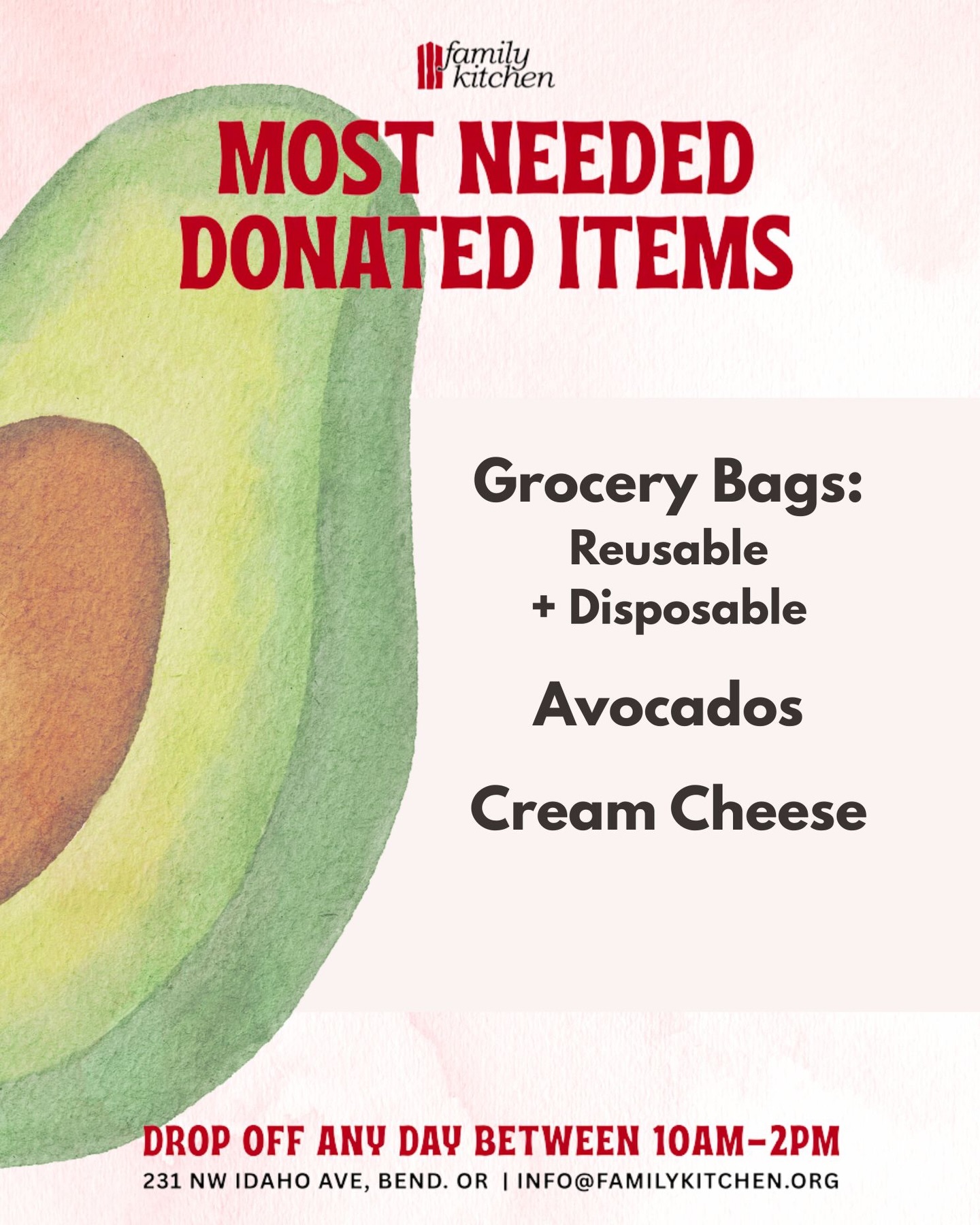 Hey friends! We have a few specific items we’re currently in need of. If you’re able to contribute, you can drop off donations any day between 10am-2pm at our Bend kitchen. Thank you! ❤️
📍 231 NW Idaho Ave