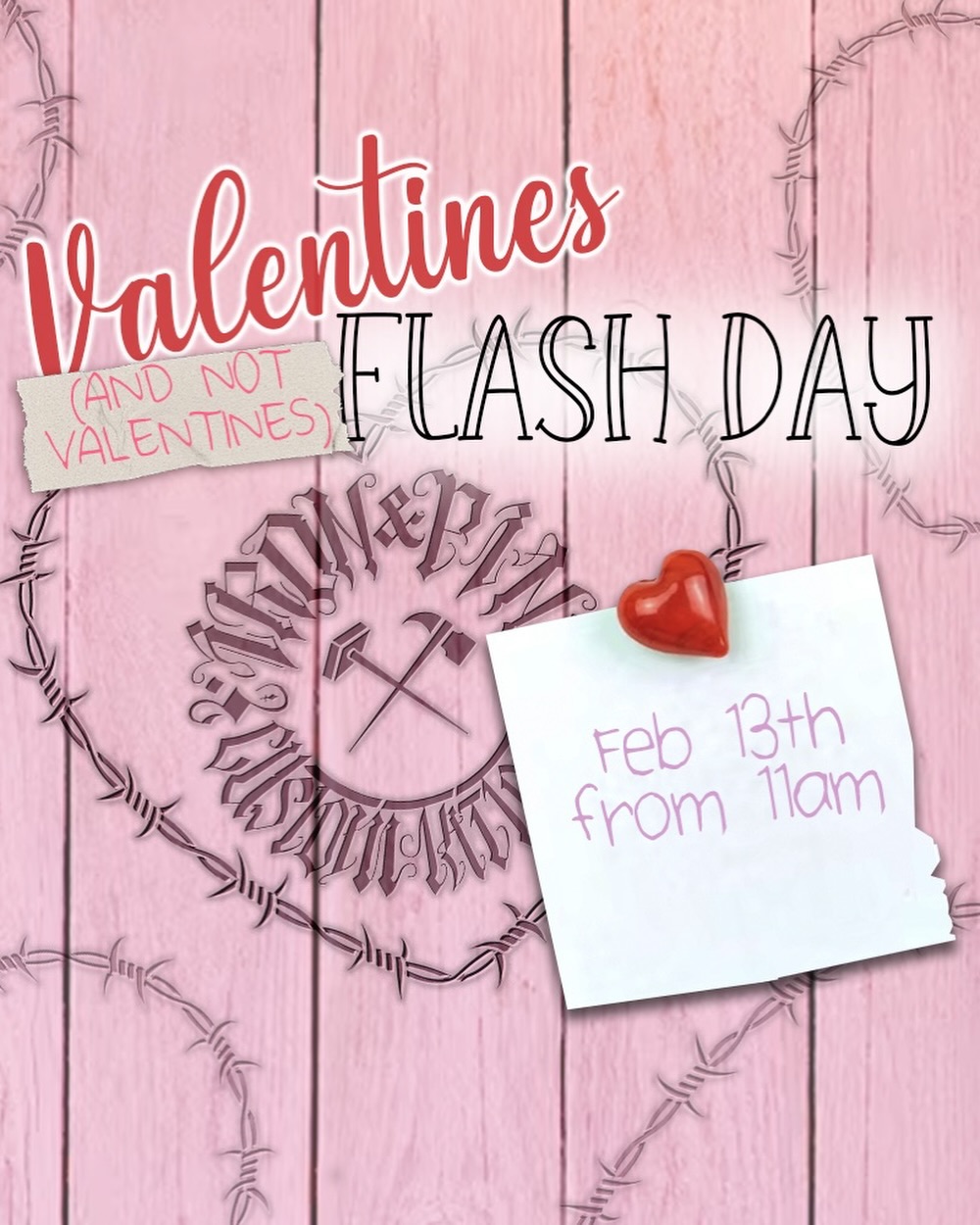 ❤️VALENTINES & FRIDAY 13th!❤️
💥FLASH DAY!💥
All of our artists will be doing this flash day, from 11am until they’ve had enough! Check with artists for available flash! And get here early to guarantee a slot! No pre bookings, first come first serve! See you there!
@art.chunky.t
@lientietattoos
@tattoosbycourtneyshort