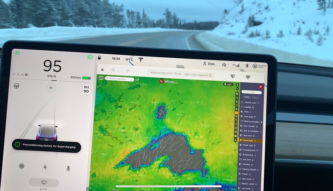⭐️ Tesla Tip #5: Headwind
🌬 Headwind matters hugely in both mountain valleys and plains. Custom wheels, roof-racks, decorative antlers and open windows drastically increase your drag coefficient and can decrease range by over 5% even without wind and even more so in stiff cross and headwinds. Conversely, a tail-wind can allow you to make better time and even skip charging stops with sufficient range planning.
Windy.com is an indispensable visual forecasting tool for wind and weather of all sorts and your Tesla browser’s best friend (co-pilot required). Wunderground is another great app for visualizing real-time weather. 🌩
💬 Have any other questions? Let us know in the comments below!
•
•
•
•
•
#ecotourism #alsettours #electrictourism #explorebc #bcwinetour #bcwine #canadianfoodie #explorepnw #pnwonderland #ethicaltourism #vancouverisland #explorevancouverisland #teslamodelx #solarpower #solar #victoriabc #yyj #newteslaowners #teslatips #teslaroadtrip #eatlocal #smallbusinessyyj #supportlocalyyj