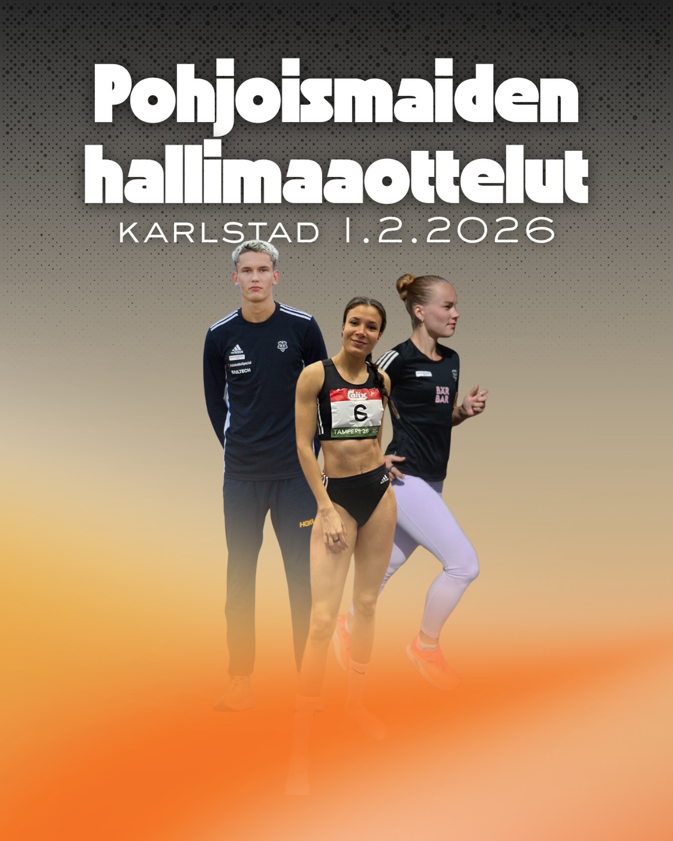Nyt mennään kovaa! Kisa-Veikot lähtevät edustamaan PM-halleihin sunnuntaina 1.2.2026!âĄď¸
Kisa-Veikkojen edustajat:
Oliver Asikainen 800 m
@asikainen.oliver
Jandeh Jallow 60 m
@jandehjanina
Anni Siirtola 60 m aj
@anskuumm
Kilpailut käydään Ruotsin Karlstadissa, ja kuten joka vuosi, odotettavissa on tiukkaa kyytiä. đ