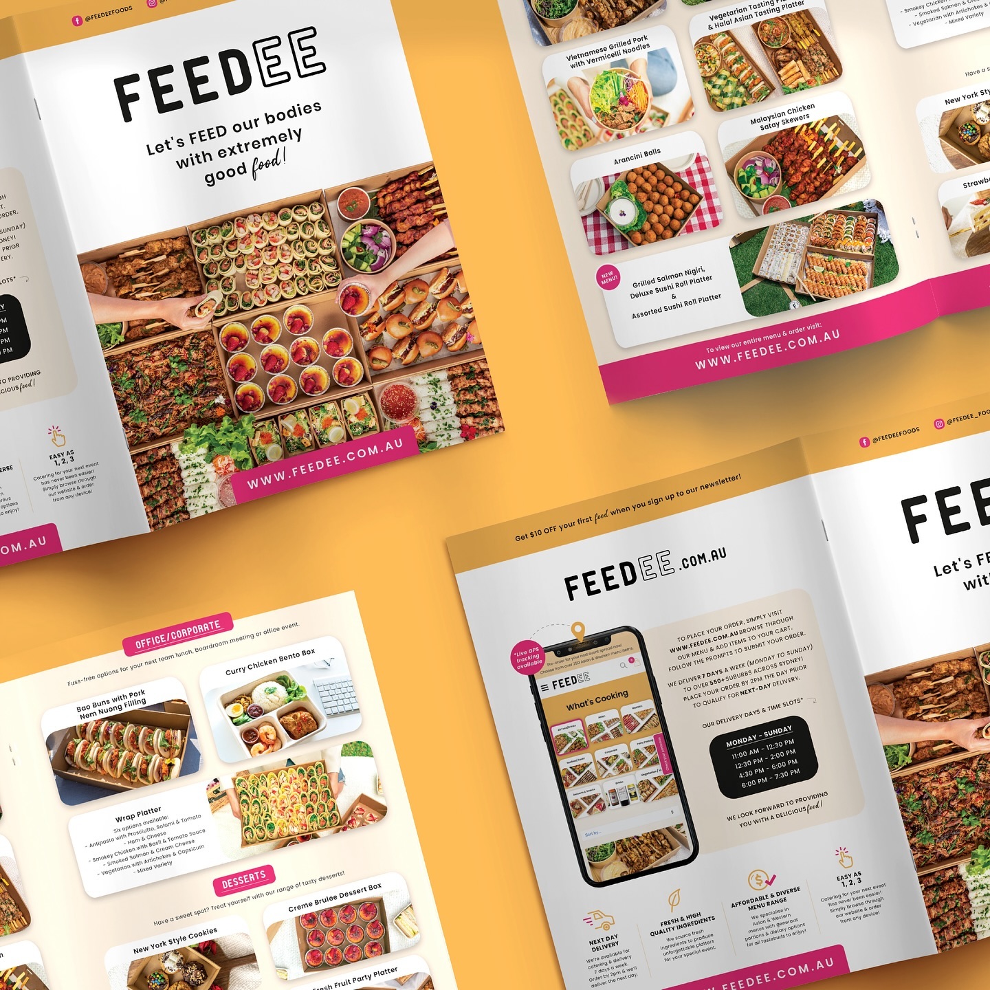 COMPANY NAME: Feedee Foods
BUSINESS: Online catering company delivering fresh food to you
BRAND CATEGORY: Food & Beverage
SERVICES: Logo Design, Brand Identity, Graphics & Digital Design
BOOK your project 👉 www.tentenstudio.au
📧: hello@tentenstudio.au
#branding #graphic #graphicdesign #designer #brandidentity #brand #logo #logodesigner #adobe #illustration #design #project #graphicdesigner #business #restaurant #food #socialmedia