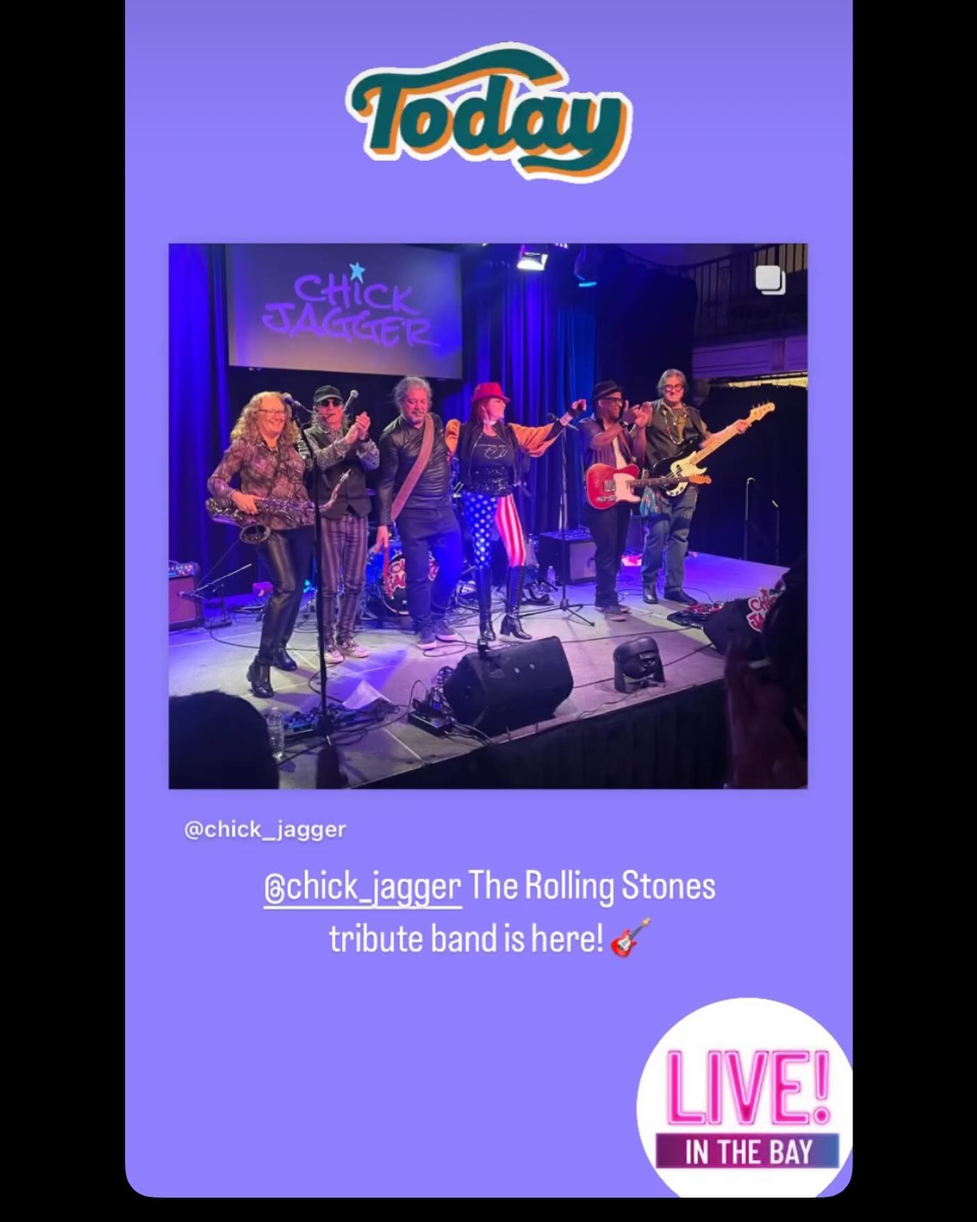 Today! Catch me chatting about @chick_jagger on @liveinthebaytv! Live on @kron4 around 12:30 … #rollingstonestribute #chuckjagger #kron4 #rocknroll