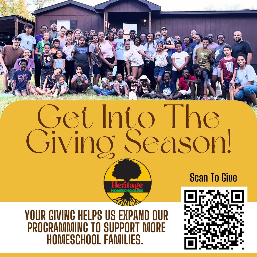 #givingtuesday is happening tomorrow, TUESDAY December 3rd. Heritage Homeschoolers provides programming for our families as well as the community. We host events and opportunities for families to be in Oliver with our mission to further home education for our children.
Join us in continuing to provide exceptional enriching opportunities 💫
You can scan the QR code or follow the link in our bio to our donation page!
.
.
.
#heritage #givingtuesday #donate #homeschool #blackhomeschoolers #homeschoolspaces #community #homeeducation #legacy #homeschooling #heritagehomeschoolers