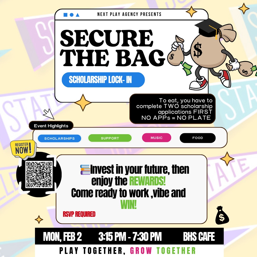 💰🎓 SECURE THE BAG kicks off TOMORROW! 🎓💰
Next Play Agency is hosting their first-ever Secure the Bag: Scholarship Lock-In from 3:15–7:30 PM, and they’ve got ONLY 4 spots left 👀🔥 RSVP ONLY
Here’s what to expect:
✅ Real scholarship applications (money moves only)
✅ Support, music, and focused work time
✅ Snacks + drinks to keep you going
🍽️ Dinner menu: Jerk chicken pasta + salad
➡️ No apps = no plate
Come ready to work, vibe, and win.
📲 Link in our story to grab one of the last spots.
Play together. Grow together. Secure the bag. 💸🐻
#SecureTheBag #NextPlayAgency #ScholarshipLockIn #1067 #FutureFocused