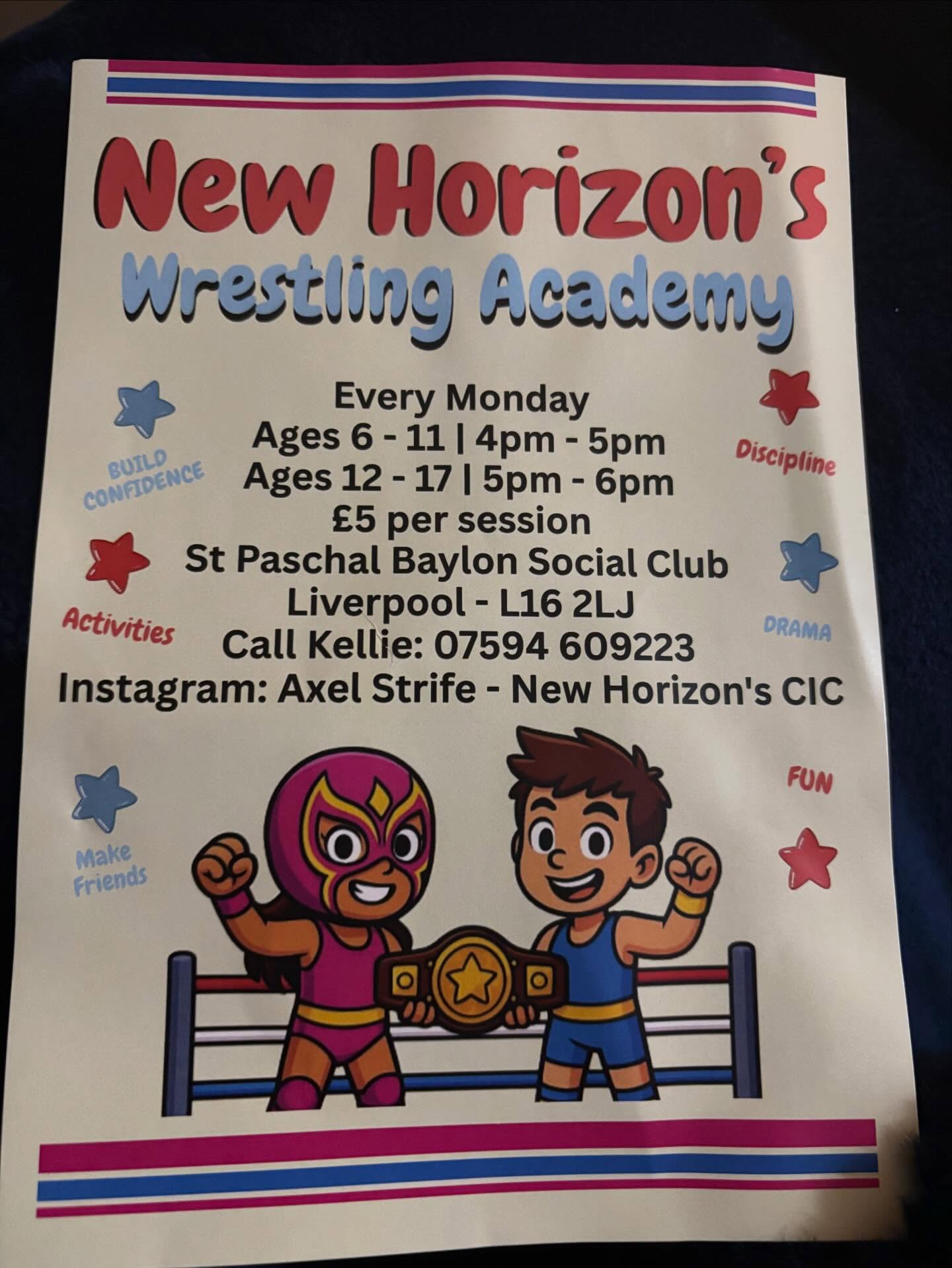 Come along and join our wrestling family, build confidence, learn new skills and have lots of fun….
Message to book on