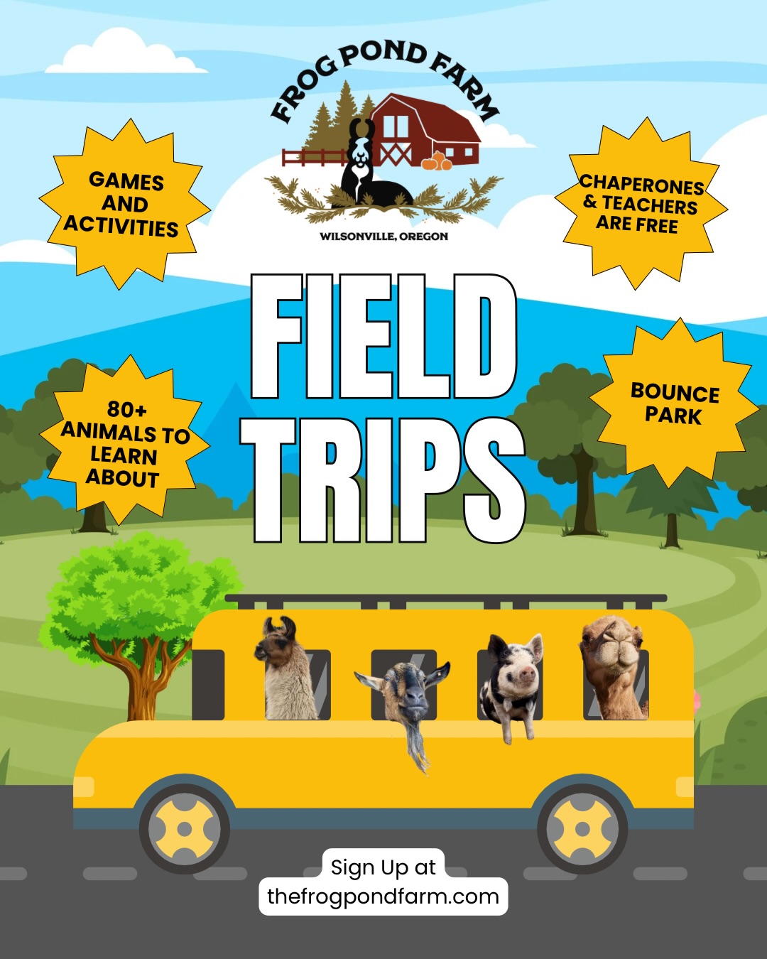 Looking for learning that actually sticks?
At Frog Pond Farm, the farm is the curriculum. Kids don’t observe agriculture from a distance, they step into it.
🎒 School & group tours reservations are live for May–August and are perfect for schools, homeschool groups, camps, and community organizations.
✔️ Chaperones are free
✔️ All tours include all-day farm access, a cup of feed, the bounce park, and plenty of room for hands-on learning and discovery
👉 Sign up today: thefrogpondfarm.com
👉 Share this with your favorite teacher or program planner - the ones who want a field trip kids love and adults actually enjoy. Because yes… it counts as work. And yes… you get paid to hang out with baby animals 💚
#BabyAnimalsAreForEveryone