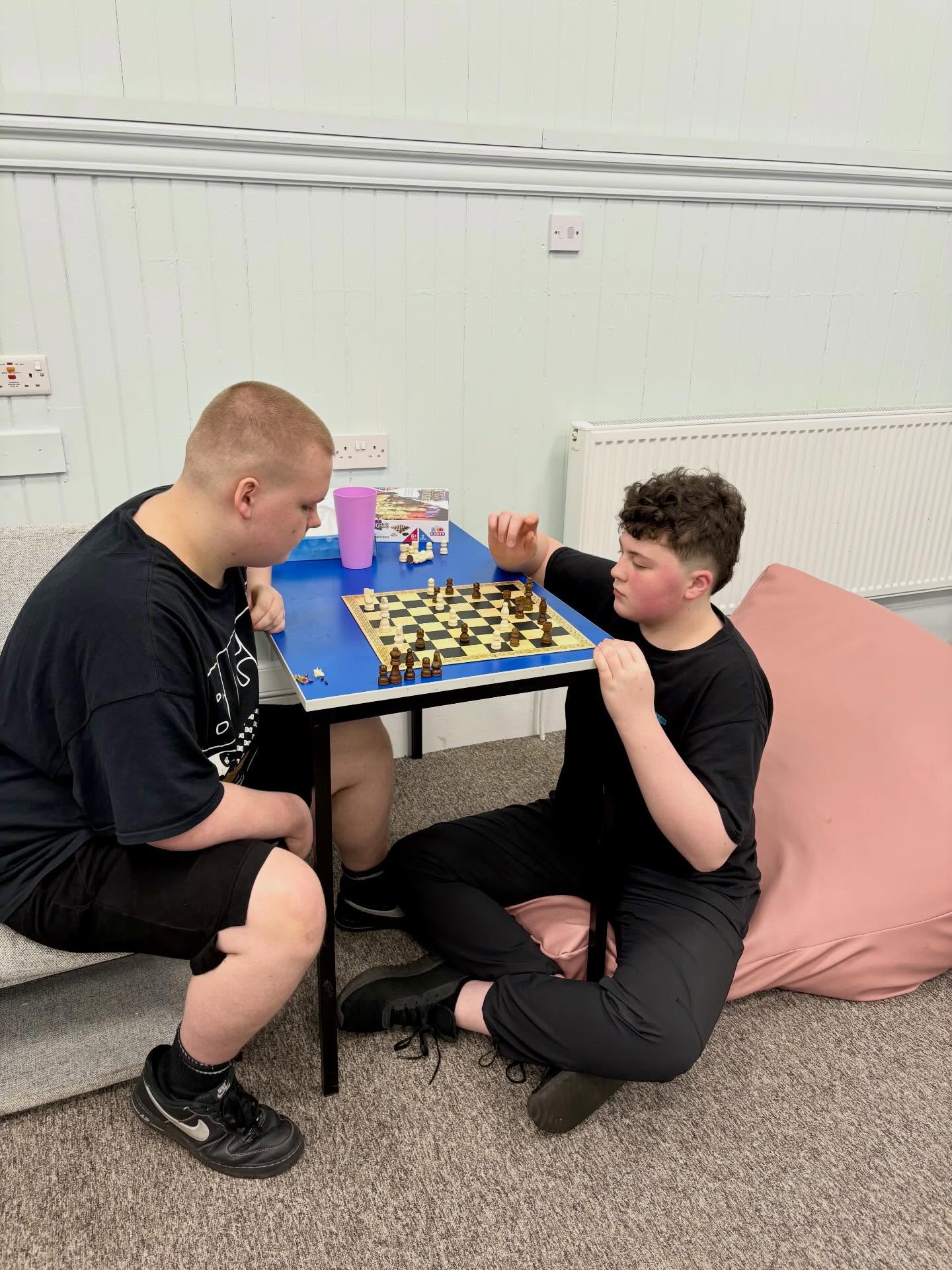 Pupils relaxing at lunchtime #chilltime #chess #pool