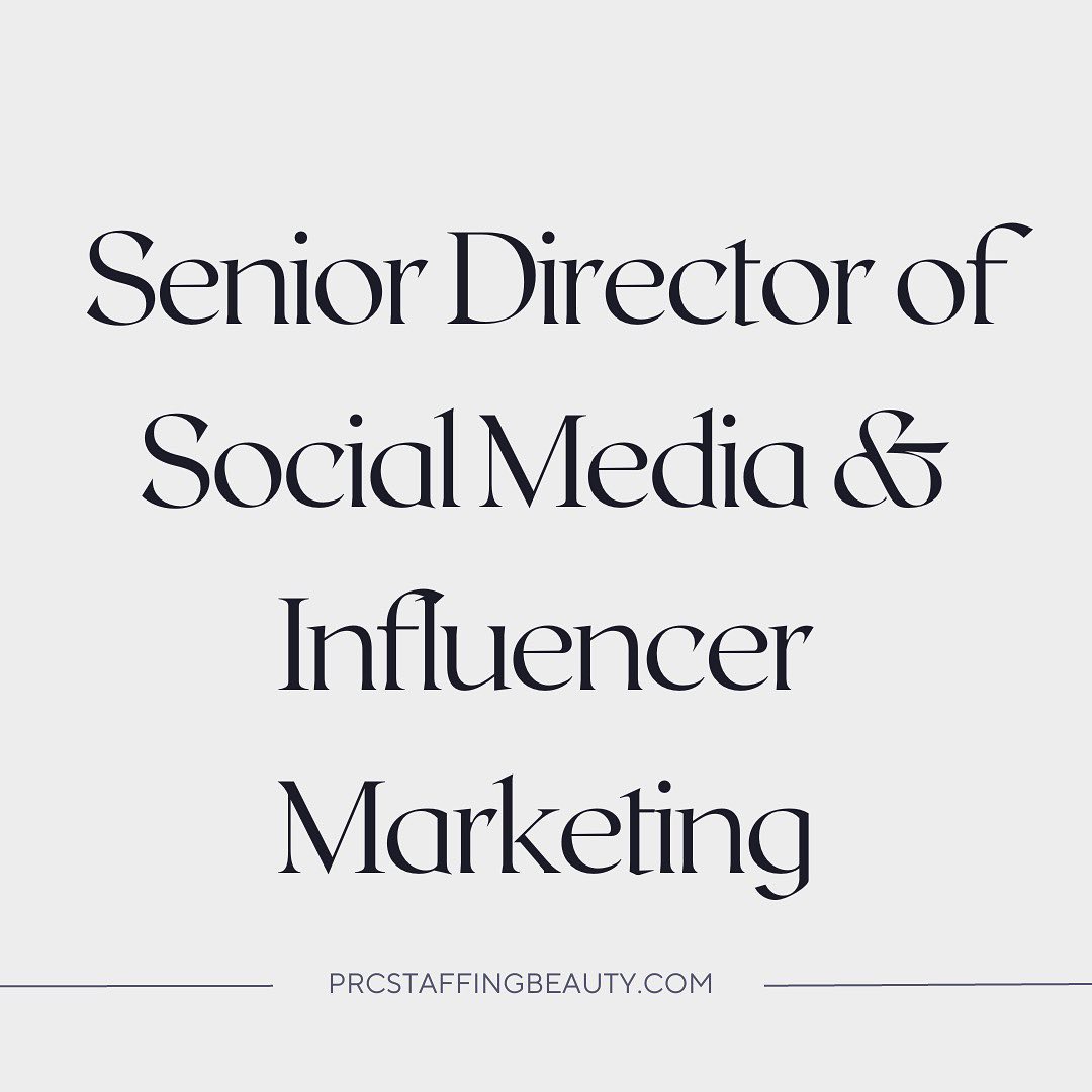 Calling all Social Media mavens! We are very excited to be looking for a Sr. Director of Social Media and Influencer Marketing to join our Client, an industry leading and popular makeup brand based at their HQ in NYC. Candidates need 6+ years of professional social media and influencer marketing experience in the beauty industry. Reach out for details!