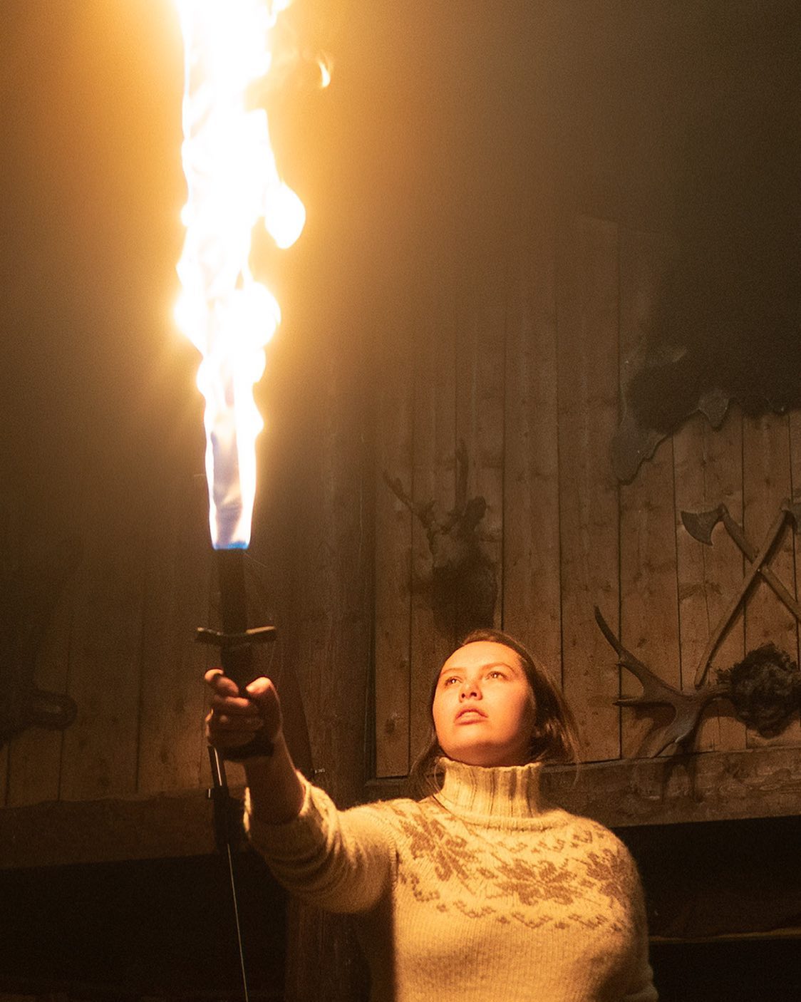 Here is another photo from our Vinterblot this year! The last few blots, we have dramatized a “kvad” - an old Norse story. This time we portrayed Hervar and Heidreks-saga, which we had translated ourselves to Norwegian from old Norse. The photo shows Hervar when she - leaving her “brave army of men” behind - manages to convince the ghost of her father that she is worthy to carry Tyrving, the greatest sword to ever exist.
Our next event will look a bit like this, only even more epic! We will host “Norrøne Festspill” where we perform the Lokasenna and Trymskvida at Ringnes Brygghus in Oslo on the 28th of April. Here, all guests will somehow be involved in the storytelling of the play. The event is almost sold out already, so follow the link to get your tickets before it’s too late: https://www.norsetradition.no/event-details/norrone-festspill-nornenes-gilde
The event will be held in Norwegian, but stay tuned for events in English!
#norse #norsemythology #norsepagan #norsegod #norsegods #norsepaganism #norseprojects #norsepagans