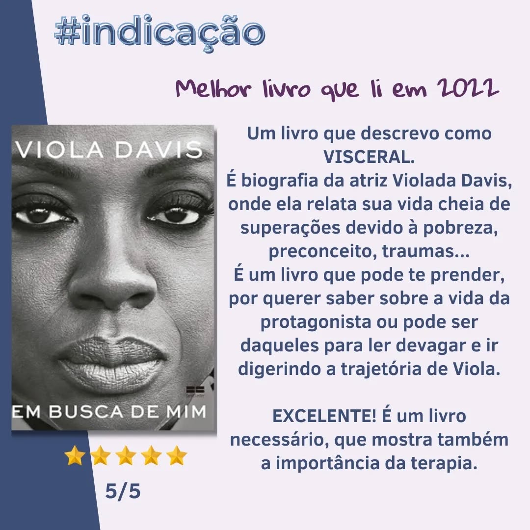 Olá, pessoal!🌻
Ano acabando, recesso ou férias chegando e trago uma dica de leitura! 📚
Esse livro foi minha melhor leitura de 2022 (de 2023 ainda vou avaliar).
Recomendo fortemente a leitura, a escrita nos proporciona mergulhamos na experiência de Viola de forma profunda!
Não tem como não se emocionar e aprendermos algo sobre nós mesmos🌱🌿
Alguém já leu? Qual sua experiência?
Já indiquei para algumas pessoas e as que leram amaram também 😉
Abraços!
Juliana B. Fitaroni
Psicóloga
CRP-18 02964
#melhorde2023 #leituraterapêutica #psicoterapia