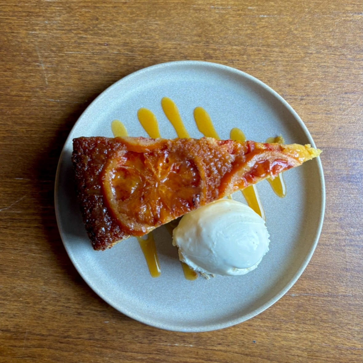 Blood Orange & Almond Polenta Cake with Vanilla Ice Cream 🍊