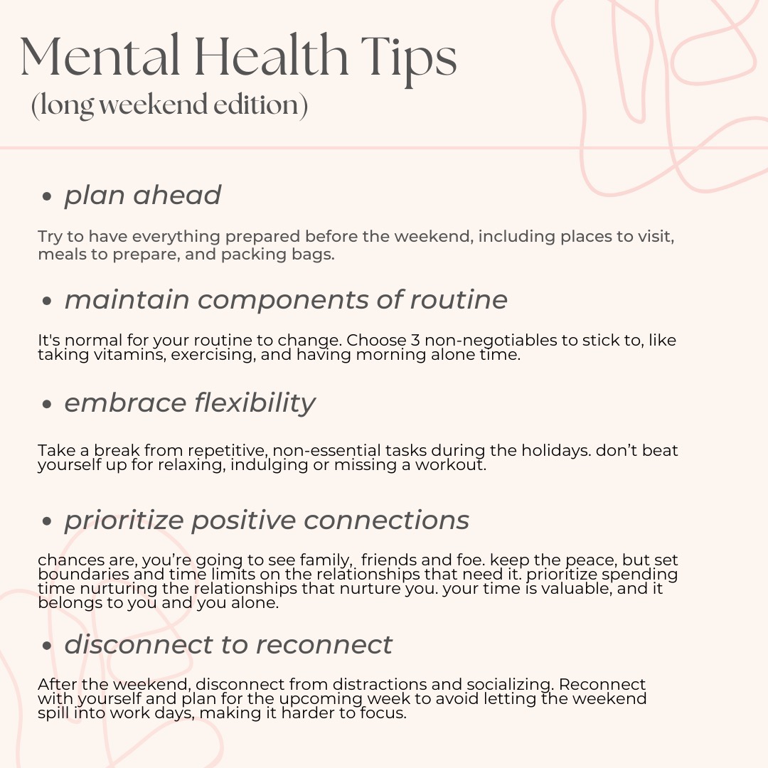 Long weekends can be a whirlwind of stress, but remember to give yourself grace.
Embrace the break, indulge in good food, good company, and a good book.
Life's all about balance, and we all deserve a moment to unwind. 🤍🐰
#mentalhealth #mentalhealthawareness #selfcare #selflove #anxiety #love #mentalhealthmatters #depression #motivation #health #wellness #mindfulness #healing #fitness #life #loveyourself #therapy #inspiration #happiness #mindset #positivity #positivevibes #quotes #meditation #mentalillness #psychology #wellbeing #recovery #instagood #happy