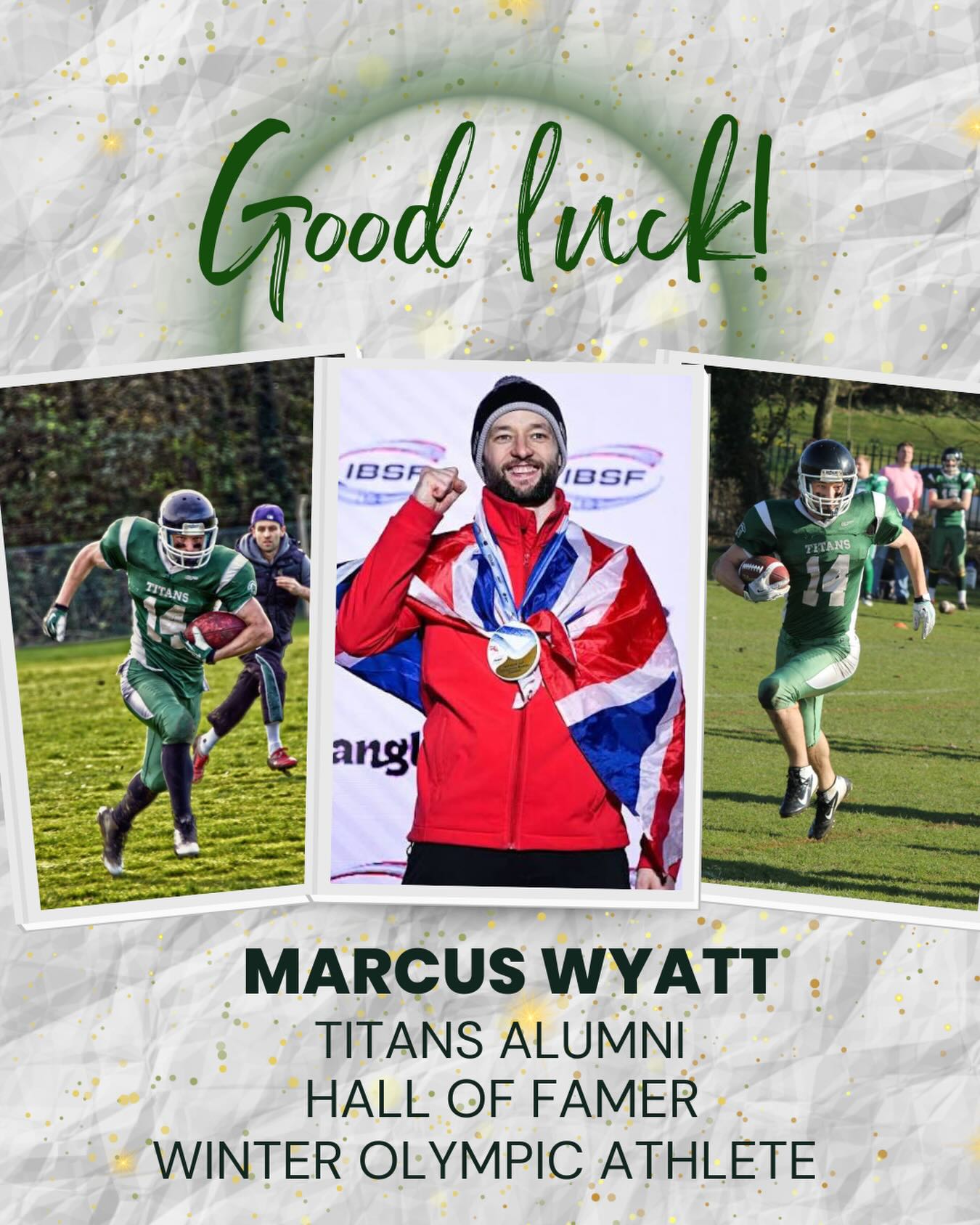 We at Swansea Titans want to first congratulate ex-player Marcus Wyatt on making the British Olympic team, where he competes in the men’s skeleton. 🫡
We also want to wish him the best of luck in the upcoming Winter Olympic games where we will all be cheering you on every step of the way!
Marcus was a Titan from 2011-2014 and was inducted into the Hall of Fame in 2015 after a stellar playing career at wide receiver 💚🤍
#winterolympics#titans#americanfootball#teamgbswanseasport