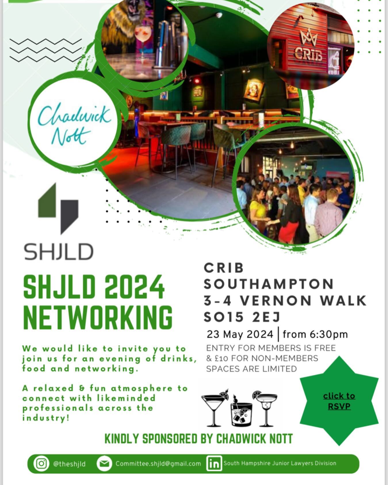 📣Attention Junior Lawyers📣
We would like to invite you to join us for an evening of drinks, food and networking 🍕🍹
A relaxed and fun atmosphere to connect with likeminded professionals from across the industry 👏🏽🗣️
🎟️ FREE for SHJLD members
💰£10 for non-members
🕰️ 23 May 2024 @ 18:30-22:00
📍CRIB Southampton, 3-4 Vernon Walk, SO15 2EJ
To sign up, please visit:
https://www.shjld.co.uk/event-details/shjld-networking-and-drinks
We look forward to seeing you on the night ☺️
If you would like to join the SHJLD or are interested in finding out more, please feel free to drop us a message or email committee.shjld@gmail.com ⁉️💚