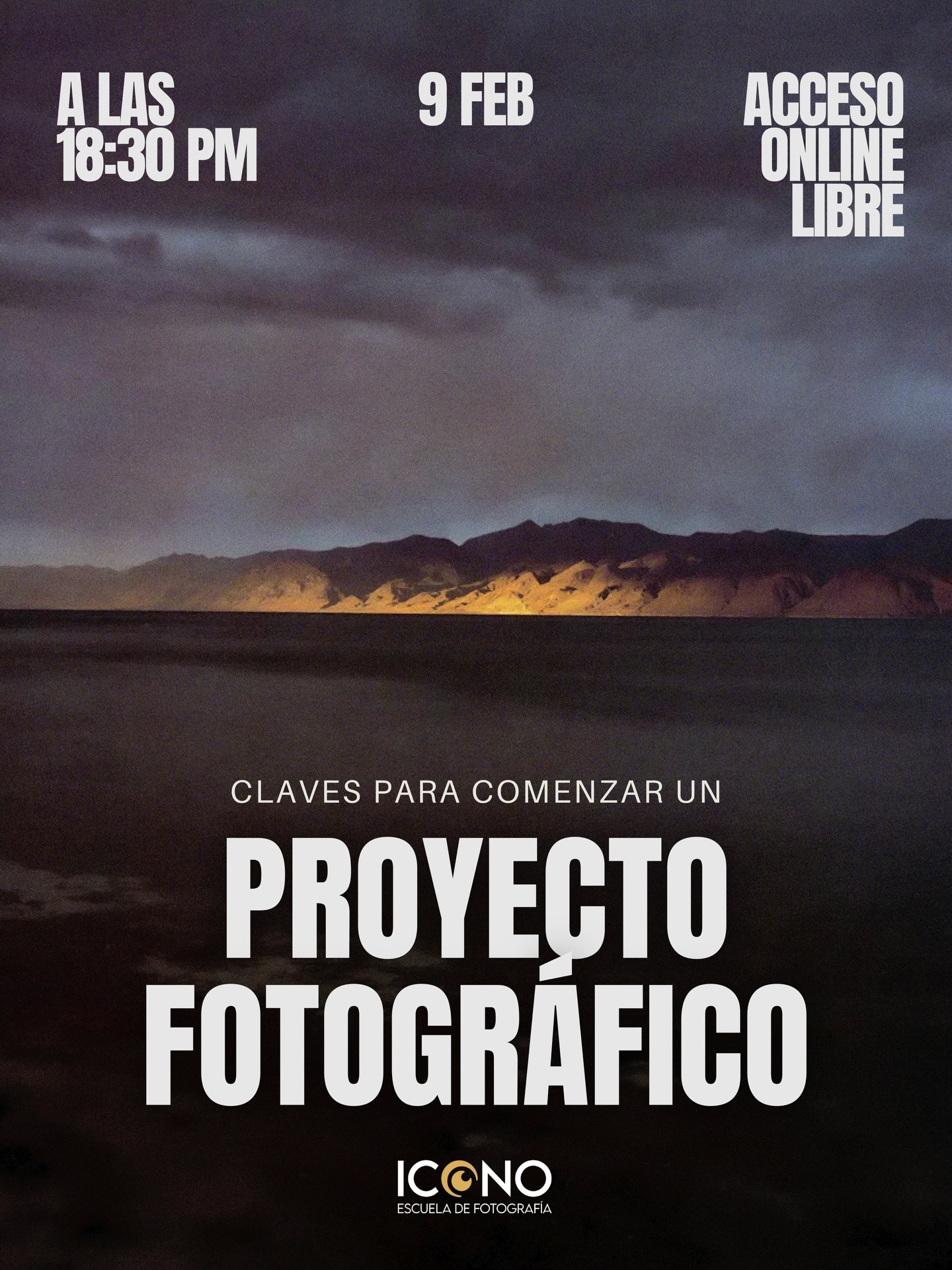 Quiero invitarte a un evento online muy especial que he llamado “Claves para comenzar un proyecto fotográfico”.
Será una masterclass gratuita y abierta, en formato videollamada por Zoom.
📅 Lunes 9 de febrero
🕡 De 18:30 a 20:00
💻 Online | Gratuito
En este encuentro voy a compartir contigo algunas claves para enfrentarte a uno de los momentos más difíciles cuando empezamos a crear:
👉 el vértigo al primer disparo.
Ese punto en el que tienes la cámara, tienes ganas… pero no sabes por dónde empezar.
Hablaremos de cómo saltar a la idea, cómo activar el proceso creativo y cómo empezar a dar forma a un proyecto fotográfico con sentido.
🔓 ¿Cómo puedes asistir?
1️⃣ Sígueme
2️⃣ Comenta en esta publicación “Quiero asistir”
3️⃣ Te enviaré por mensaje privado el enlace a la reunión
Si sientes que tienes proyectos en la cabeza pero no sabes cómo arrancarlos, esta charla es para ti.
Nos vemos el lunes 👋📷