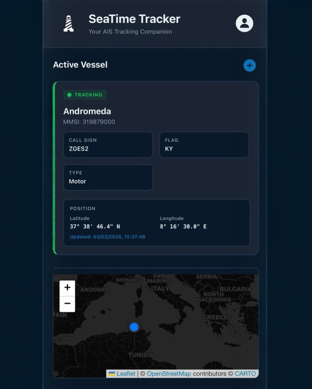 Live AIS tracking, right inside the app.
Your active vessel, current position, and status — pulled automatically so your sea time is logged as you go, not reconstructed months later.
Built to remove the admin. Designed to keep you compliant.
#SeaTimeTracker #AIStracking #YachtCrew #Seatime #MCA