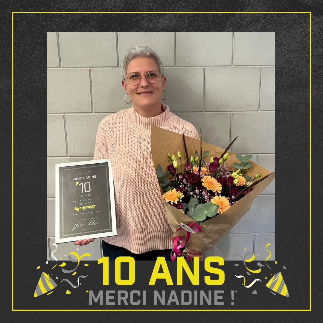 Félicitations à Nadine pour ses 10 ans chez Tavadec ! 🎉
Merci pour ton engagement et ta bonne humeur qui font toute la différence au quotidien 💪✨
Nous sommes fiers de te compter dans notre équipe ! 🥂
#tavadecsa #jubilee #10ans #remerciements