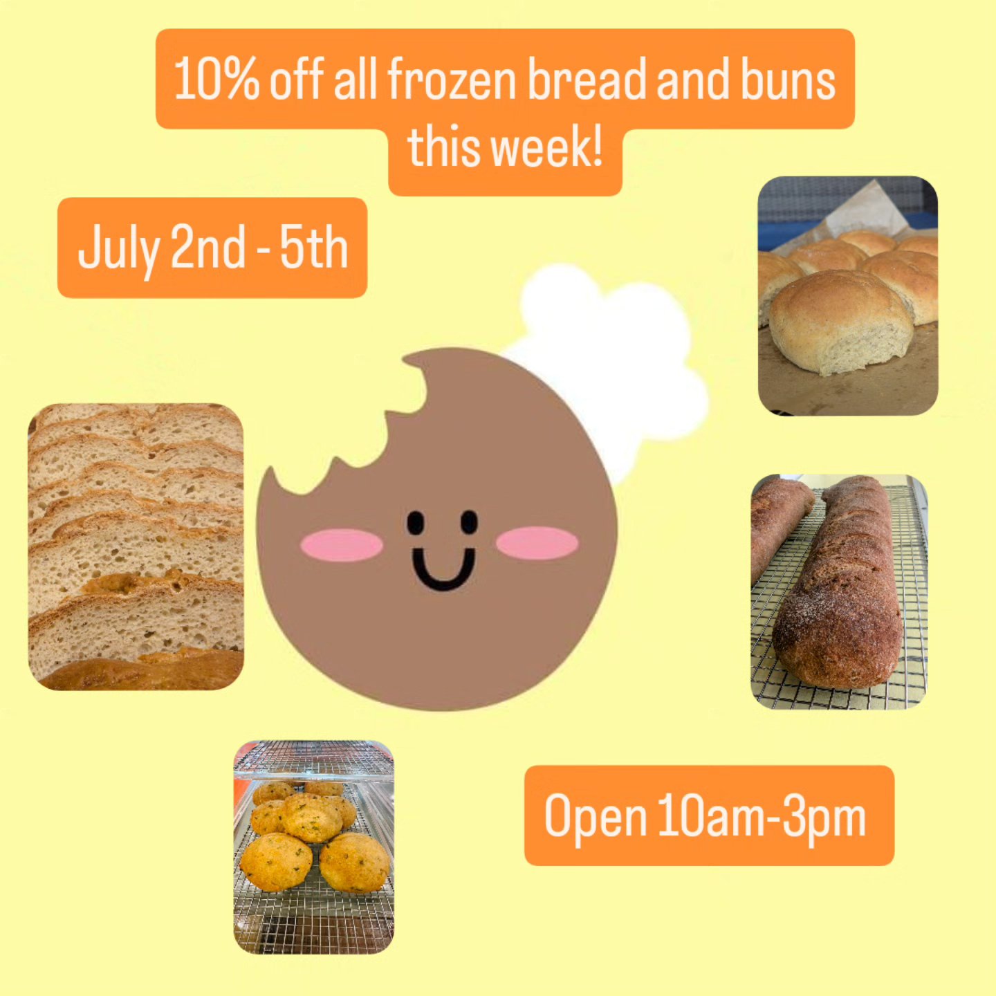 Get a 10% discount on frozen bread and buns from today July 2nd until Saturday July 5th!! Come stock up!!
#glutenfree #vegan #glutenfreebread #whatthegf #beavertonontario #glutenfreeveganbaking