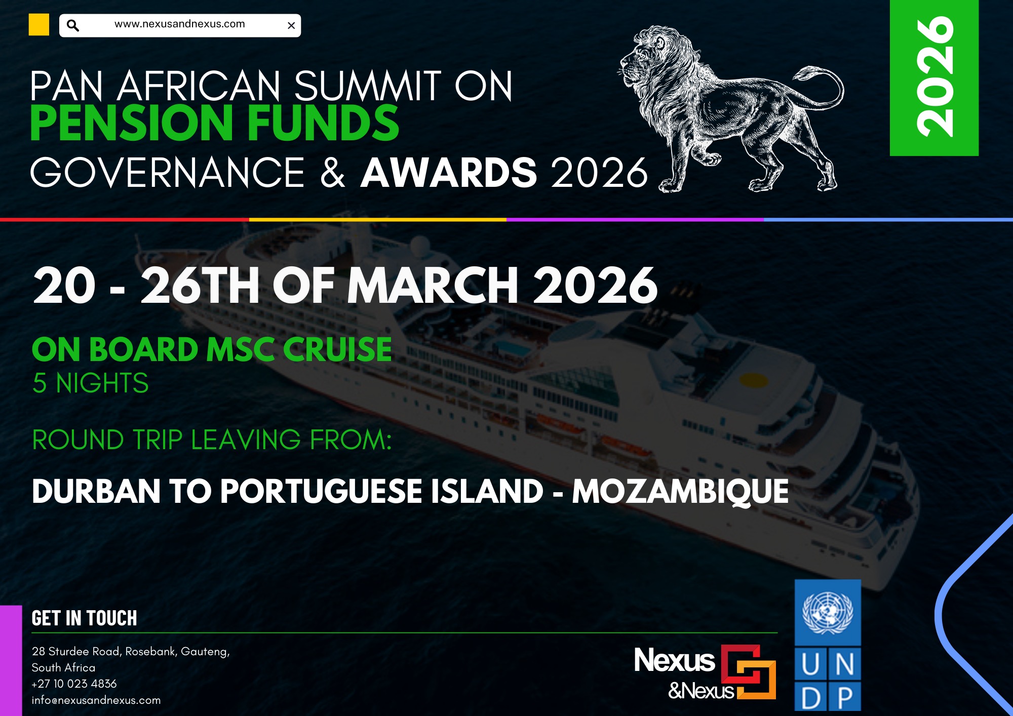 🗒️ 📢 2026 registration for the upcoming Pan African Awards on Pension Funds Governance & Awards 2026 is open
Date: 20 - 26 March 2026
Round Trip Leaving from: Durban To Portuguese Island - Mozambique
🔥 Secure Your Seat & Save BIG!
Register early to access discounted rates:
Before 20 February 2026: ZAR 27,999.99 per delegate
From 20 February 2026: ZAR 39,999.99 per delegate
From 10 March 2026: ZAR 47,999.99 per delegate
📄 Download the Conference Brochure: https://www.nexusandnexus.com/.../194013...
(Complete the registration form on the last page and send it back to secure your seat.)
📩 Prefer an email enquiry? Reach us at info@nexusandnexus.com
🔗 Event Details: https://www.nexusandnexus.com/pension-funds-awards-2026
#pensionfunds #pensionfundsawards #nexusandnexus