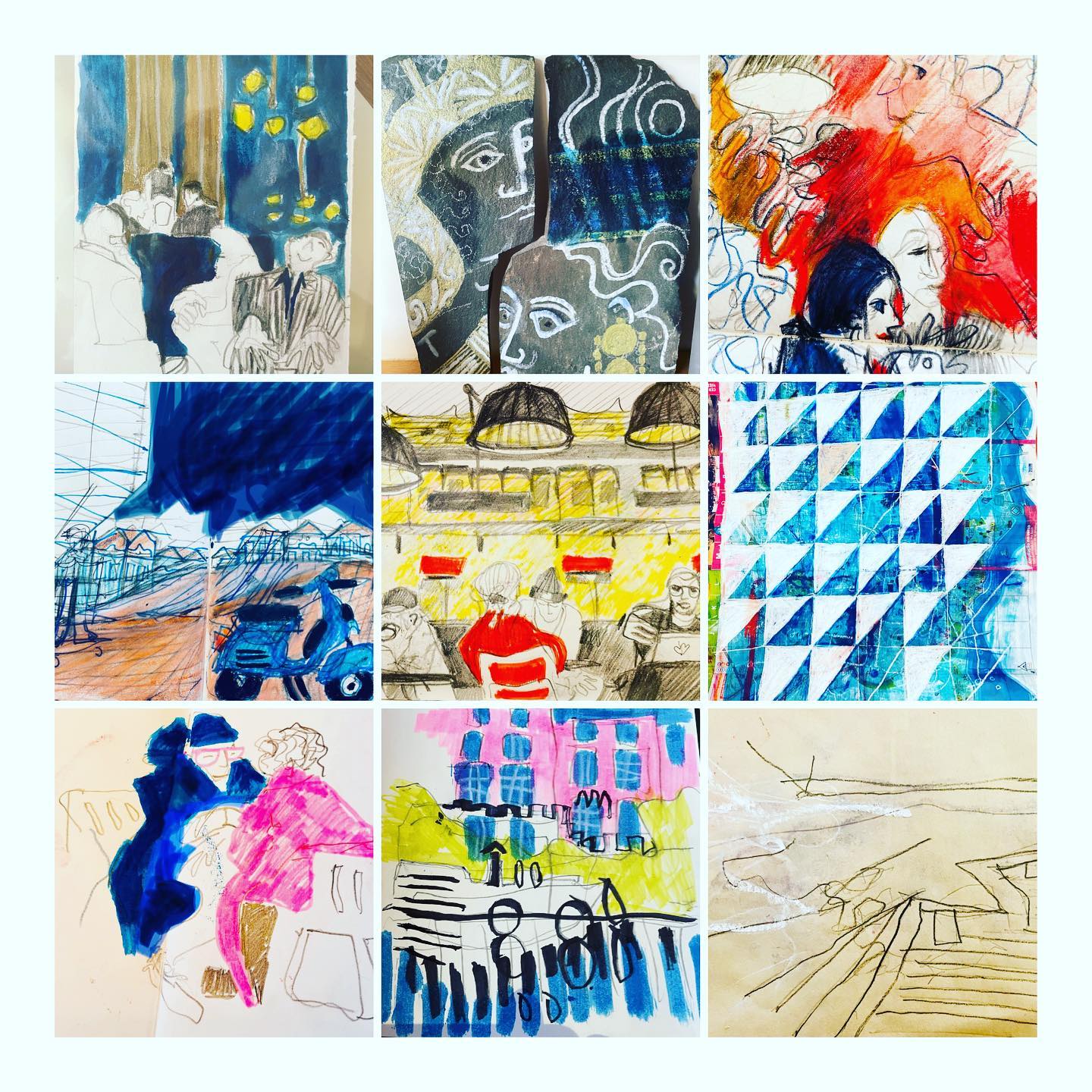 2022 creative round-up - great experiences, lovely people thank you. #artistsofinstagram #markmaking #roundup #artistsoninstagram #sketching #sketchingeveryday #sketchbook #lifedrawing #turnup #madrugada #macchupicchu #frigorifico #illustration #illustrationdaily #contemporaryillustration #sketchyourworld #theillustrationroom #cafesketch #cafesketching #pencilsketch #mixedmediadrawing