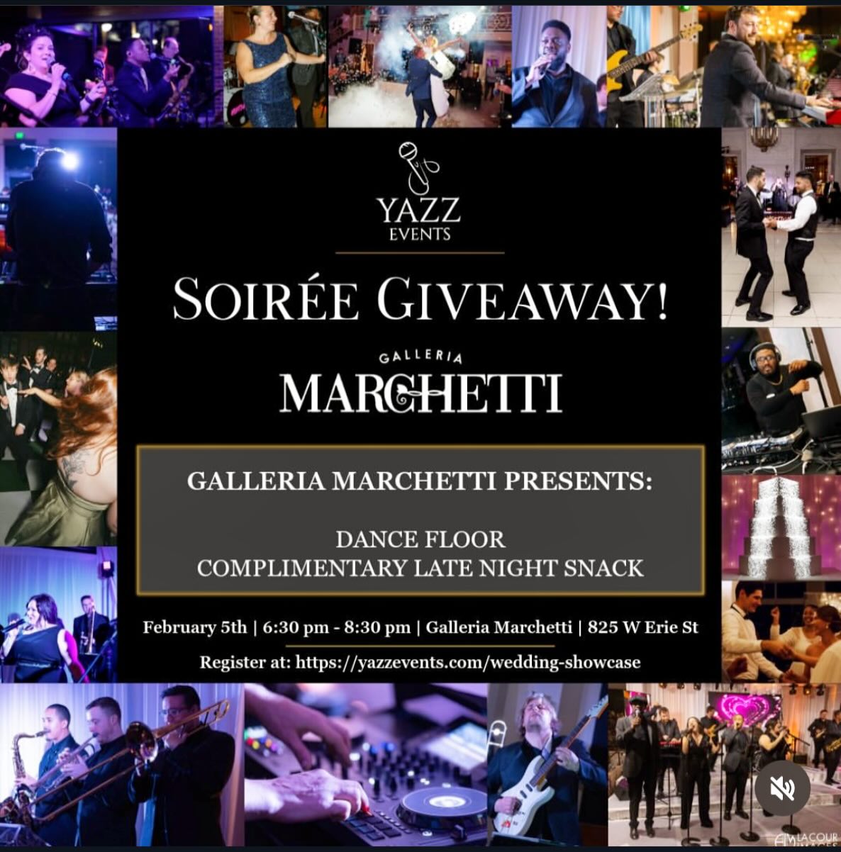 This Thursday! Free entry 👍 See you at Galleria Marchetti, Chicago 🎉🎶 I’ll be there to support and represent one of my talented partners @yazzevents and enjoy the vibes 🔥
This is a great way for couples to hear the bands and meet some of the DJs on the team.