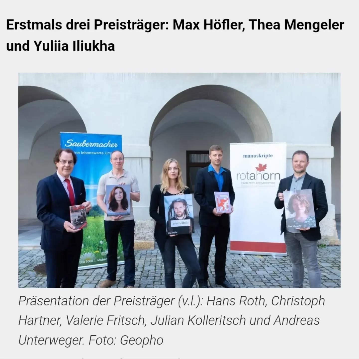 rotahorn Literaturpreis 2024
„Sie schreibt ebenso unaufdringliche wie eindringliche Prosa – leicht lesbar, und dennoch alles andere als oberflächlich. Ähnlich agiert sie in der Wahl ihrer Themen, die zuerst auf Marginales zu zielen scheinen, dann jedoch ins Schwarze der gesellschaftlichen Aktualität treffen.“
Herzlichen Dank an den Stifter Hans Roth und die Jury!
Ein ganz besonderer Dank geht an @andreas.unterweger für die Veröffentlichungen in der @manuskripte und die andauernde Unterstützung!
Ich freue mich wahnsinnig über diese Auszeichnung und auf die Preisverleihung am 04.11. in Graz ❤️
Danke auch an @leykamverlag und @wallsteinverlag für die Veröffentlichung meiner Bücher!