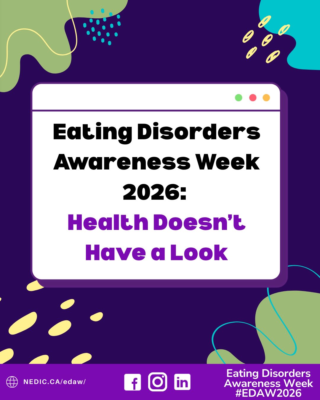 Eating Disorders Awareness Week begins today š
This yearās theme, āHealth Doesnāt Have a Look,ā challenges the harmful belief that health looks the same way on everyone - a message deeply rooted in diet culture, weight stigma, and healthism.
These ideas show up in everyday ways, from labeling foods as āgoodā or ābad,ā to praising certain bodies while shaming others, to treating weight loss as a measure of success. And they donāt just cause individual harm, they also reinforce stigma, create barriers to compassionate healthcare, and increase the risk of eating disorder development and relapse.
This week, we invite you and your community to join us in questioning these narratives and promoting body respect, inclusivity, and a more accurate understanding of what health truly means.
š» Visit NIED.ca/events to register for our virtual education sessions and webinar happening this week.
š» Visit NEDIC.ca/EDAW to explore resources, conversations, and ways to get involved throughout the week.
Letās work together to build a culture rooted in compassion. š
#EDAW2026 #HealthDoesntHaveALook #EatingDisordersAwarenessWeek #NIED