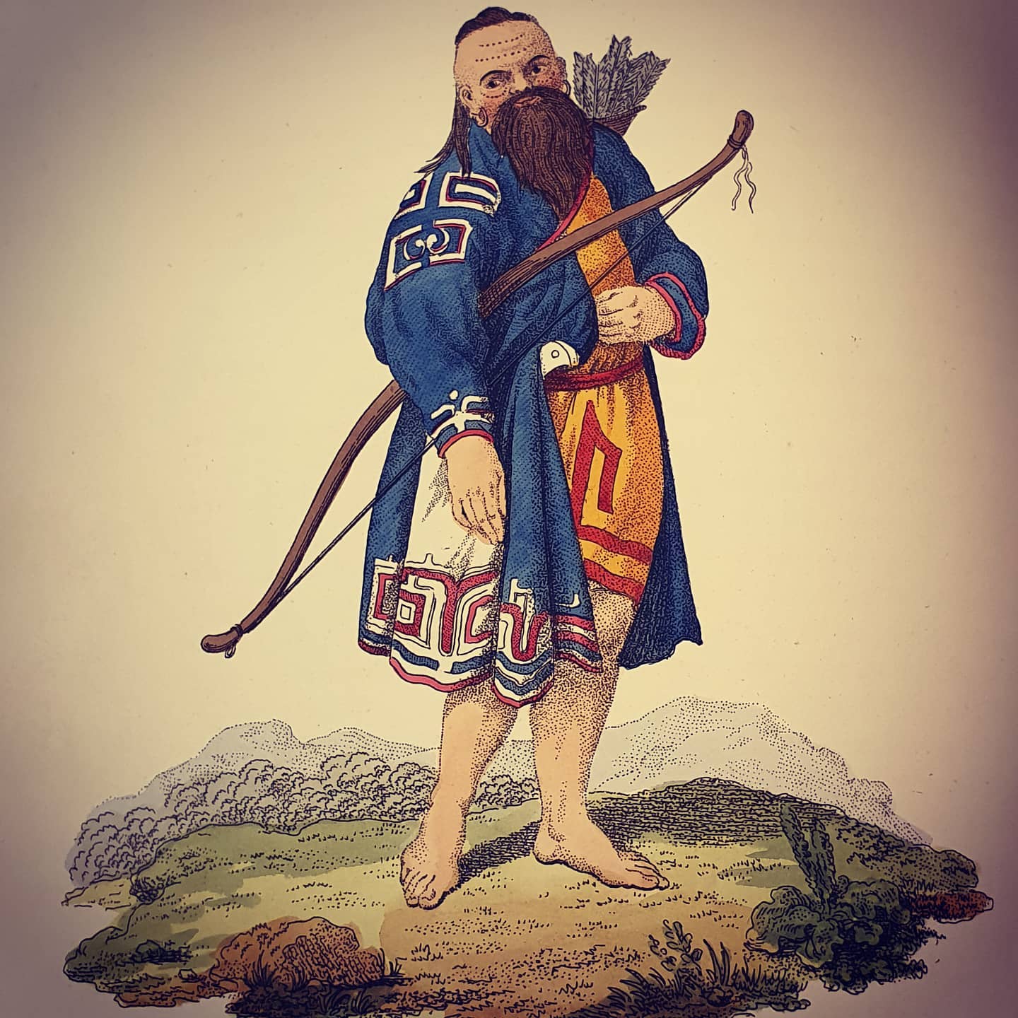 A rather proud Kurilian. From Costume of the Russian Empire 1811. Many plates available from this beautifully illustrated work.