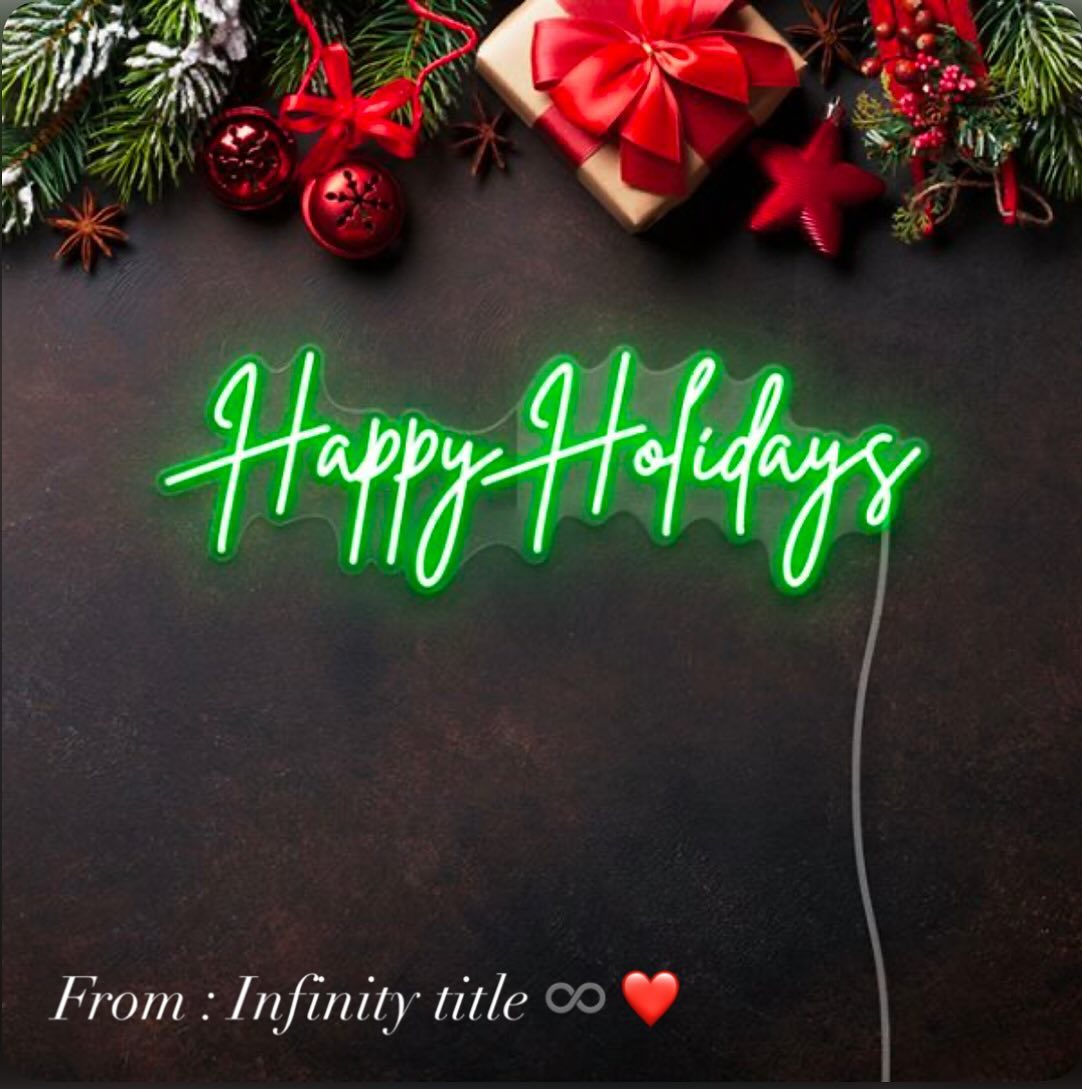 Happy Holidays Everyone! May your days be filled with blessings and joy. We look forward to seeing y'all soon! Have a blessed day. - Infinity Title Company ❤️
#title #infinitytitle #closewithus #teamwork #explore