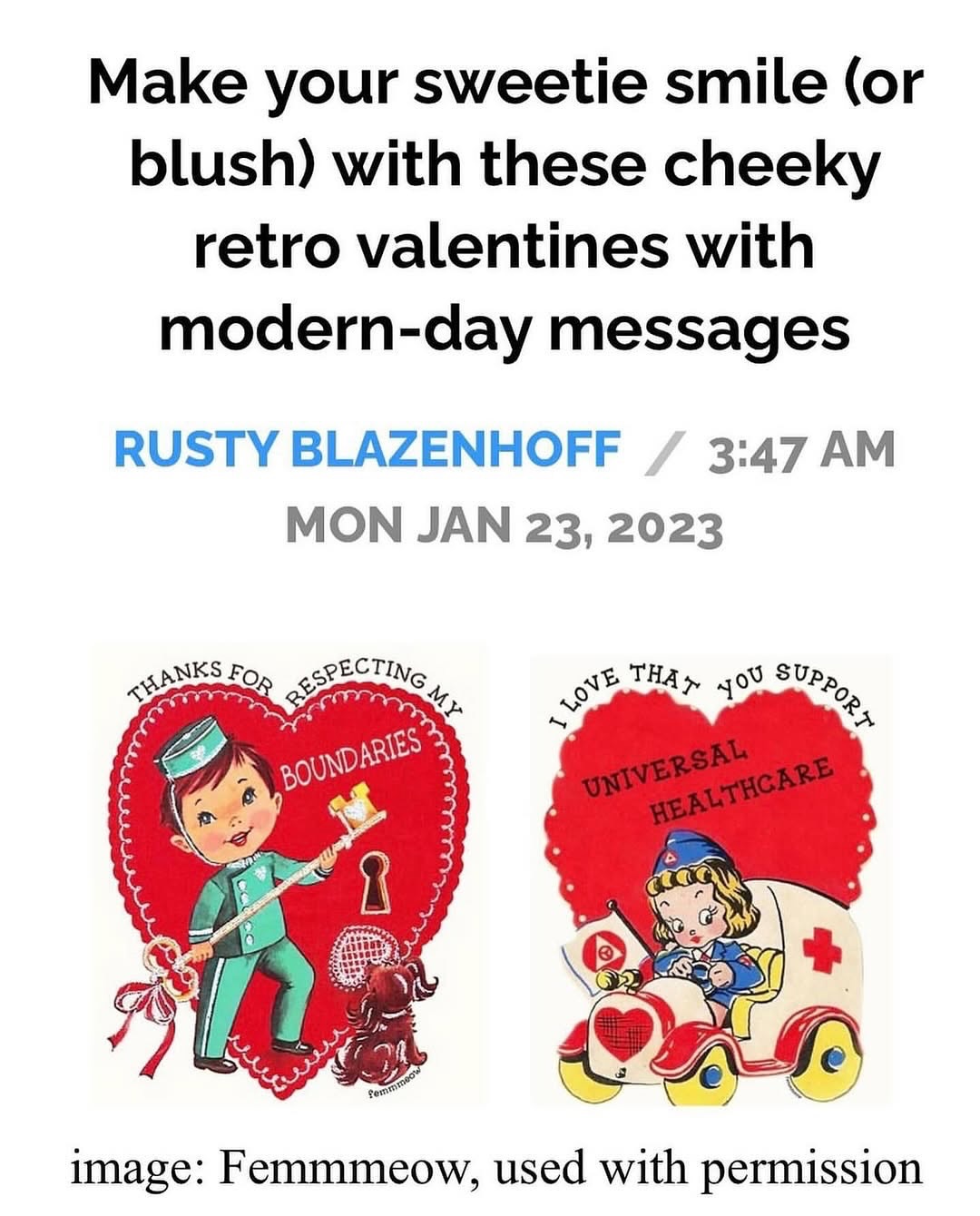 Thanks @boingboing for this piece on my cheeky Valentines 😉
Give the loves in your life a Valentine they won’t forget 🥰 Link to my website in my bio and in my story 🩷