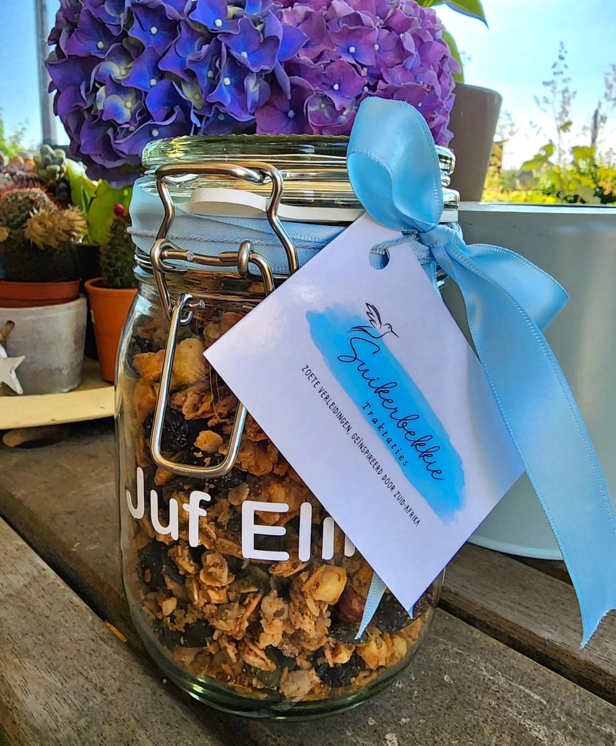 ✨ Een speciaal bedankje voor een top leraar! ✨
Ontmoet onze heerlijke Fruit-Bekkie granola, verpakt in een prachtige pot gepersonaliseerd door de vriendelijke dames van @modo.gifts ! 🎁❤️
Onze granola zit vol met haver & spelt voor een energieboost, en een rijke mix van noten zoals walnoten, paranoten, hazelnoten, macadamia's en pecannoten voor gezonde vetten en een heerlijke crunch. 🌰✨
De mix bevat ook gedroogde kersen, abrikozen, cranberry's en ananas – allemaal boordevol antioxidanten en vitamines. Voeg daar nog kokos, lijnzaad, pompoen- en zonnebloempitten aan toe, en je hebt een perfect gezonde en smakelijke snack! 🍒🍍
Bij Suikerbekkie hebben we ook Choco-Bekkie, Zesty-Bekkie (citroen & gember), en Appel-Bekkie (appel & kaneel) – iets lekkers voor iedereen! Herhaalbestellingen kunnen in zakken geleverd worden, zodat je jouw prachtige pot eenvoudig kunt bijvullen. ♻️💚
Trakteer jezelf of iemand anders op de smaak van gezondheid en liefde!
#Suikerbekkie #Granola #FruitBekkie #GezondeSnack #ModoGifts #Leraar #HealthySnacks #GranolaLovers #OrganicGranola #NaturalIngredients