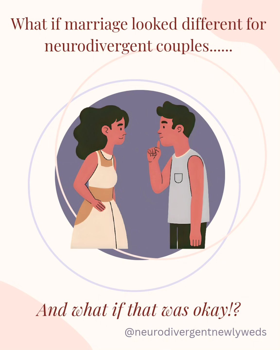 What if your love story isn’t broken...
It’s just wired differently. 💞
Neurodivergent couples often feel like they’re playing by the wrong rules—and I’m here to help you build new ones that actually fit.
⠀
📣 Now enrolling for 1:1 coaching
💻 Zoom-based, ND-affirming
📲 Link in bio
#NeurodivergentNewlyweds #NDcouples #NeurodivergentLove #NewlywedSupport #RelationshipCoaching #LoveOnYourTerms
#newlywedcoaching