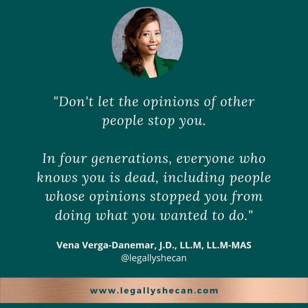 Are you a people pleaser?
I still am, to some extent.
But something I realized - if I listened to the opinions of other people around me, I would have been stuck in a law firm, having to please big corporate clients whose values don't necessarily align with mine.
Life would have been boring (and so much stressful).
Here I am now, working with coaches, experts, and service-based business owners who, like me, dream of creating more impact in the life of others.
I am still doing what I love to do - legalities but without the stress.
And the best thing? I can do this without having to choose between my family or my profession.
This would not have been possible if I let the opinions of other people affect how I run my life.
We all have our own versions of success. Do your own thing!
Are you still worried about the opinions of other people? How do you deal with it?
Let me know ⏬
#businessadvice #consulting #coacheshelpingcoaches #businessowners #legallyfluent