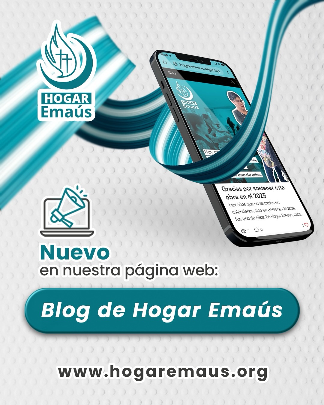 📖✨ ¡Tenemos blog nuevo!
En la página web de Hogar Emaús abrimos un espacio para compartir historias, avisos, eventos y distintas formas de ayudar. Un lugar para mantenerte cerca de nuestra labor y de quienes forman parte de esta misión.
Te invitamos a visitarlo y acompañarnos también desde ahí. 💛
Ayudar es cuestión de humanidad.