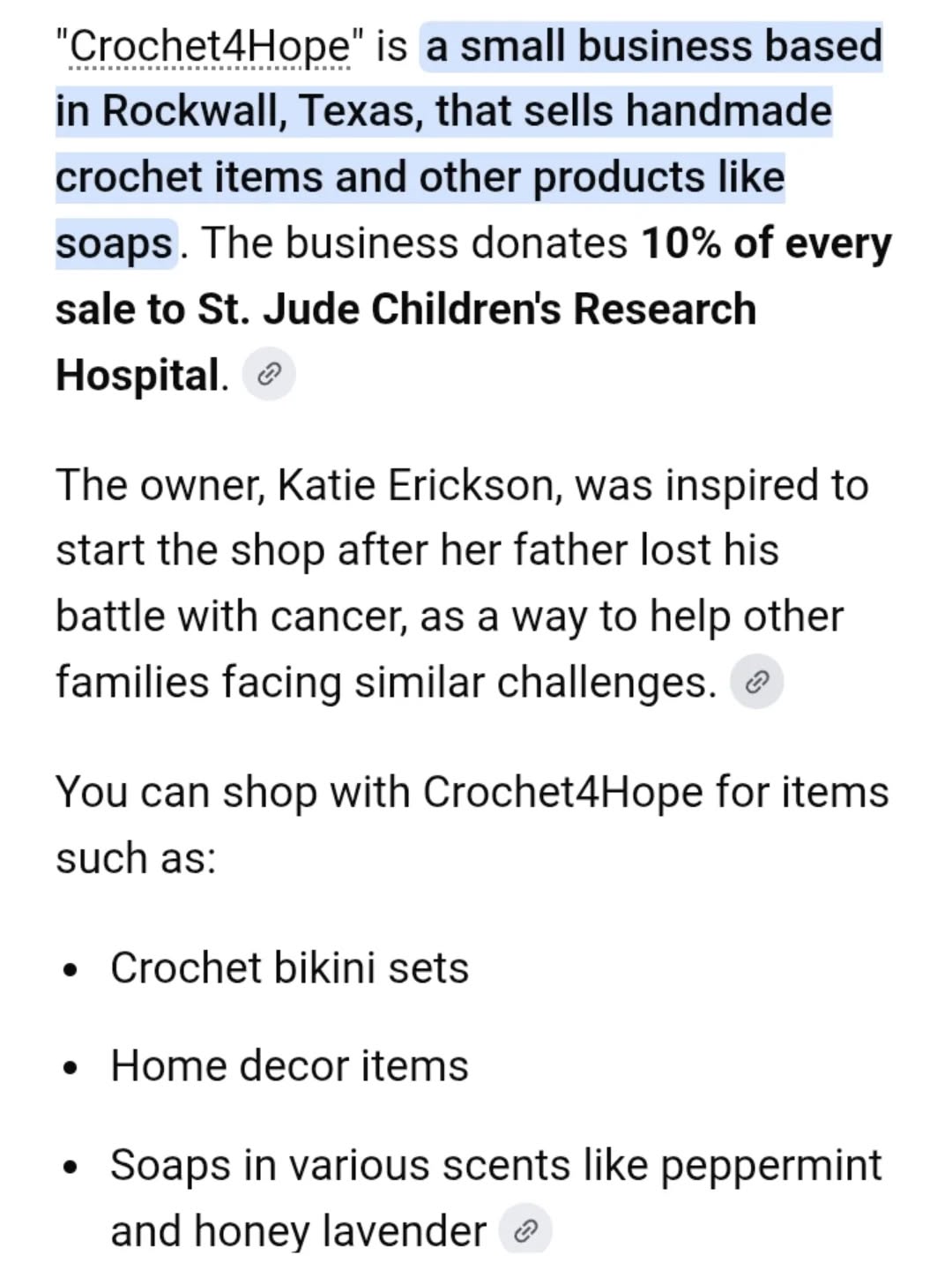 I'm 🆕 Business doing okay on my own. But It's Only online. If anything is of interest please Like and Subscribe 10% goes to @stjuderesearch
Crochet4Hope.org
#newbusinesslaunch